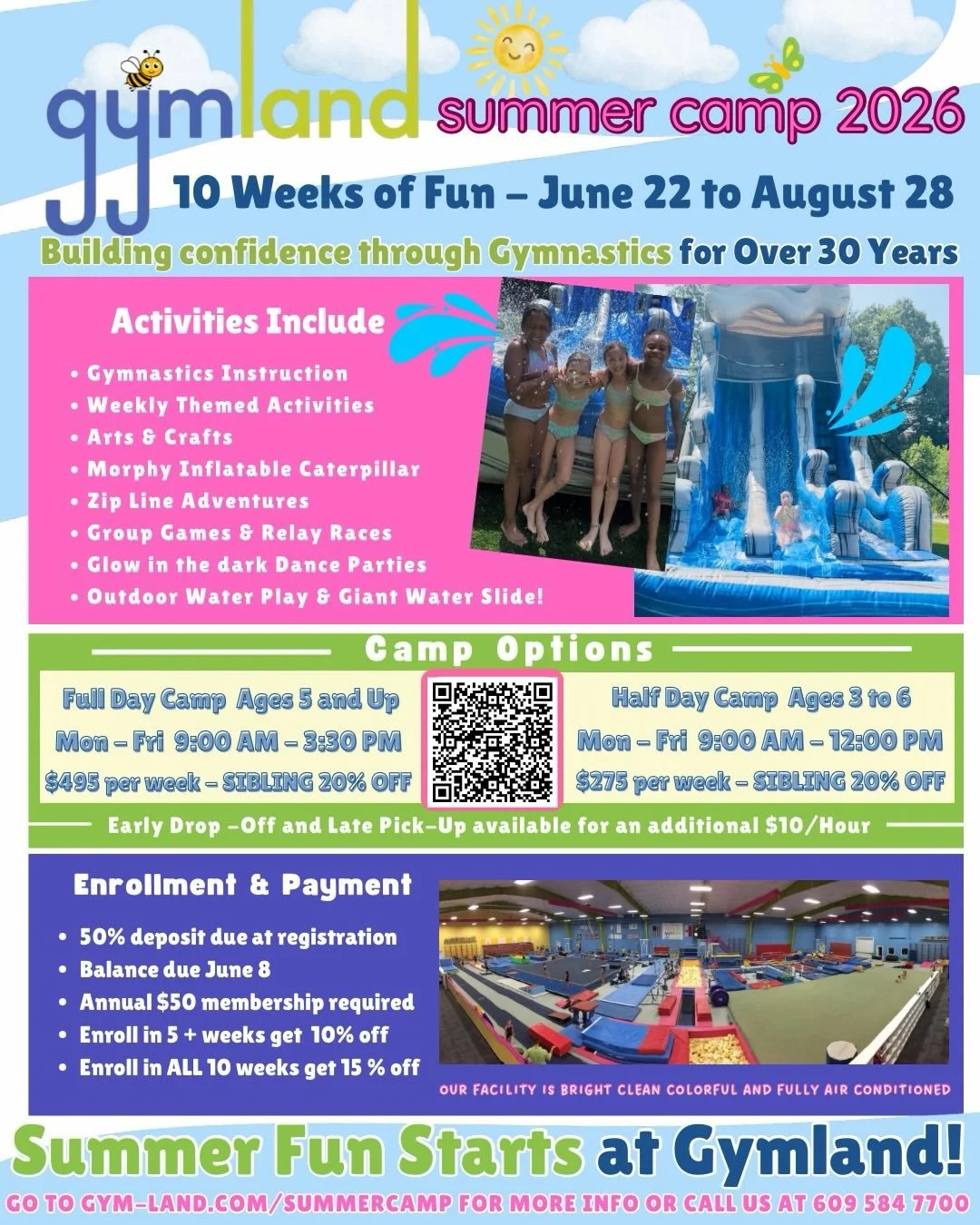 Summer fun starts at Gymland!☀️Our Summer Camp offers a fun, active, and enriching experience for boys and girls of all skill levels 🤸🤸&zwj;♀️🤸&zwj;♂️
From gymnastics and games to themed activities, every week brings something new to keep kids exc