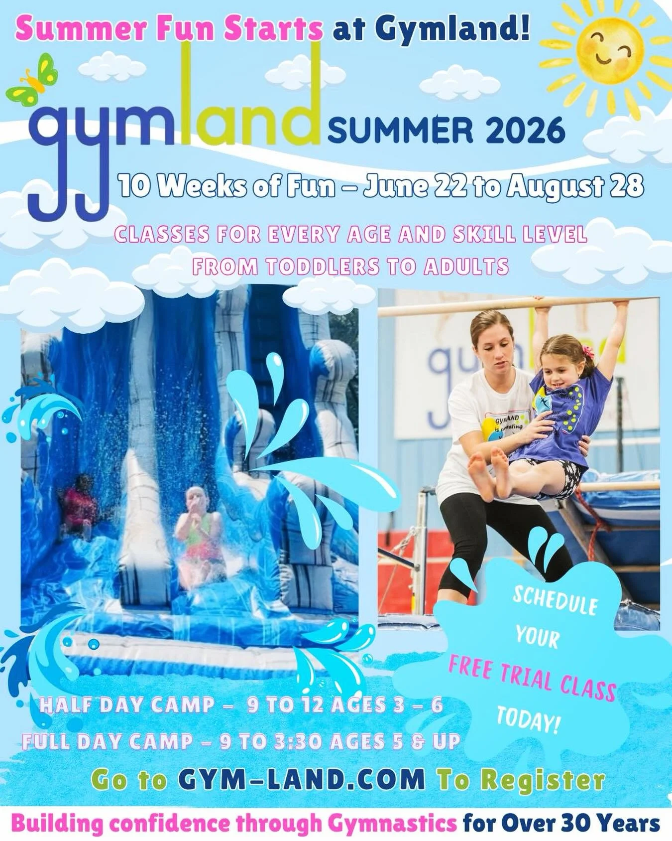 ☀️ The countdown is ON &mdash; Gymland Summer Program kicks off in just 4 weeks! Spots are filling quickly, so now is the perfect time to secure your child&rsquo;s spot!
10 Weeks of fun from June 22 to August 28 ! Summer Camp and Classes available 

