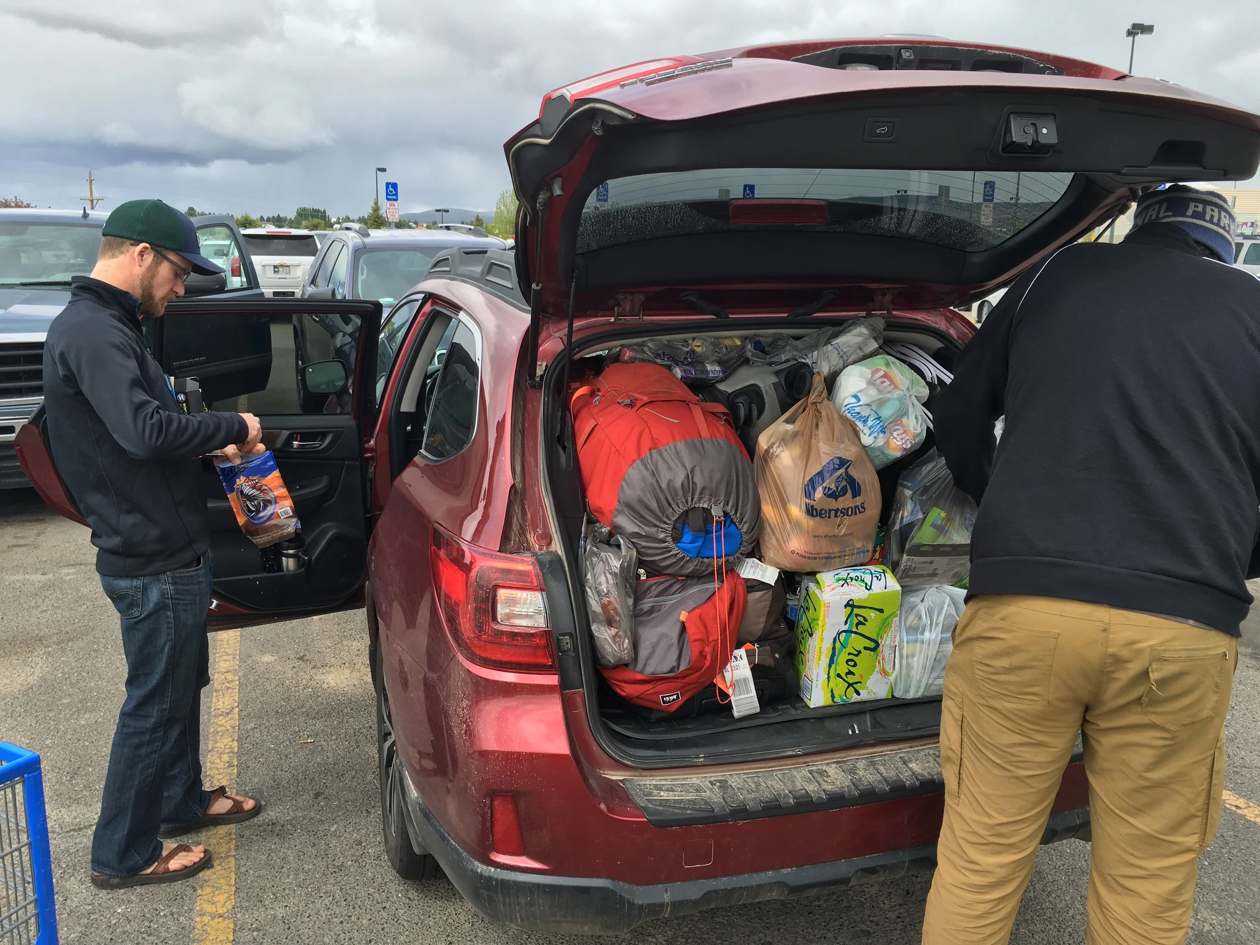 A very packed Subaru in Elko, Nevada