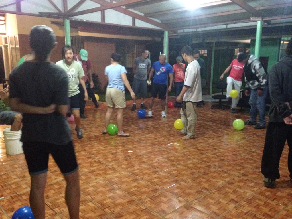 We played a balloon game with them