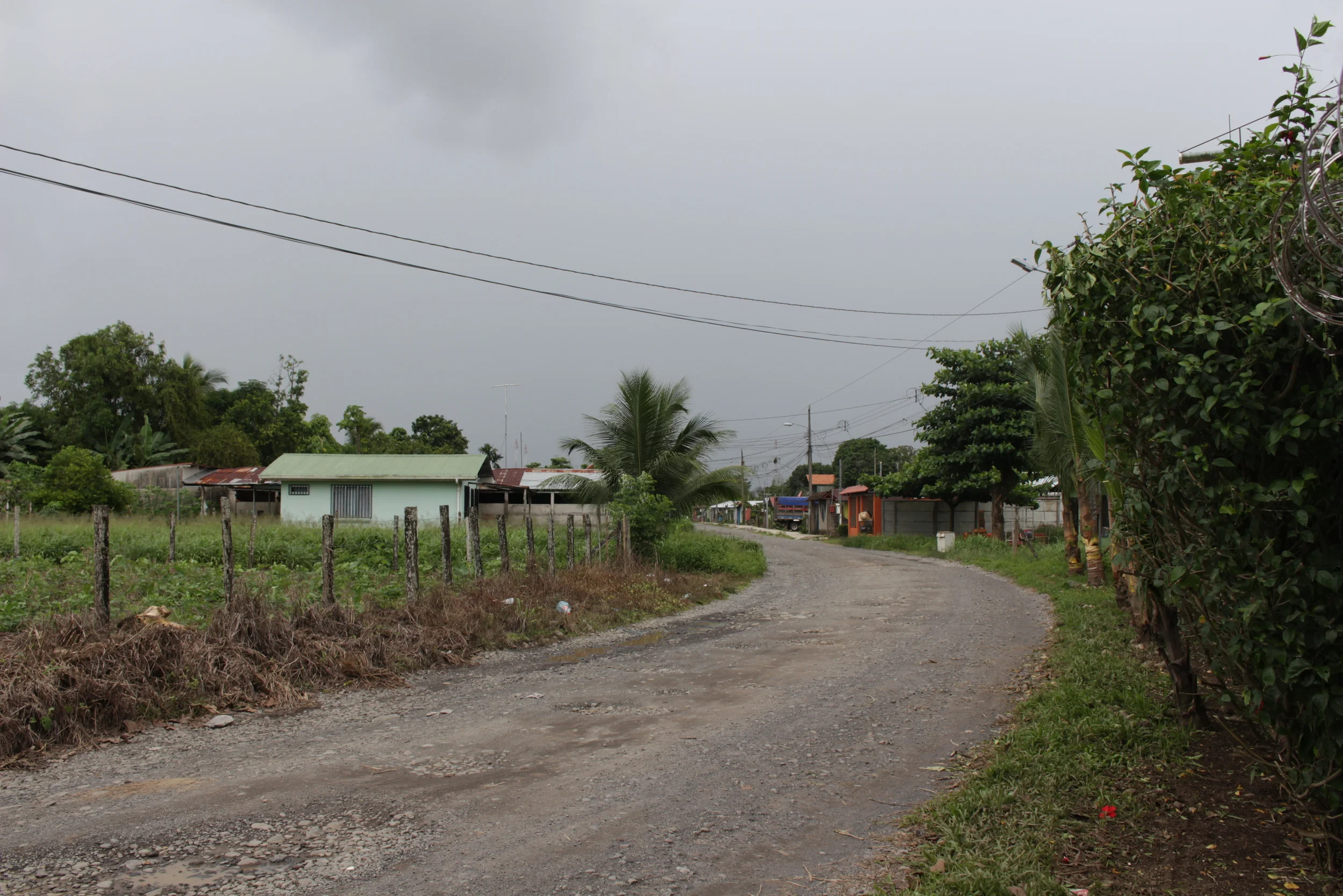 The road in front of the rehabilitation center leading to the city