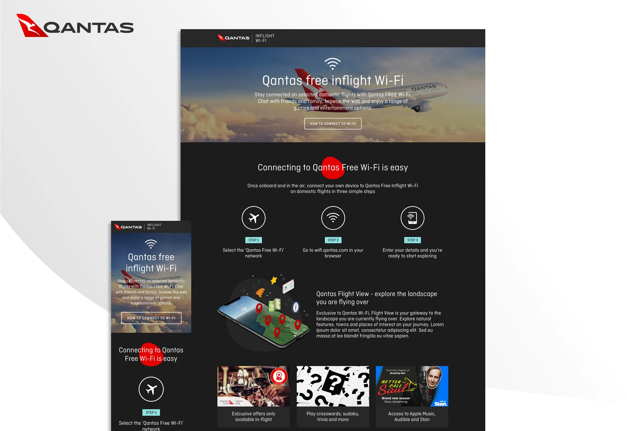 Qantas wifi pre-flight portal