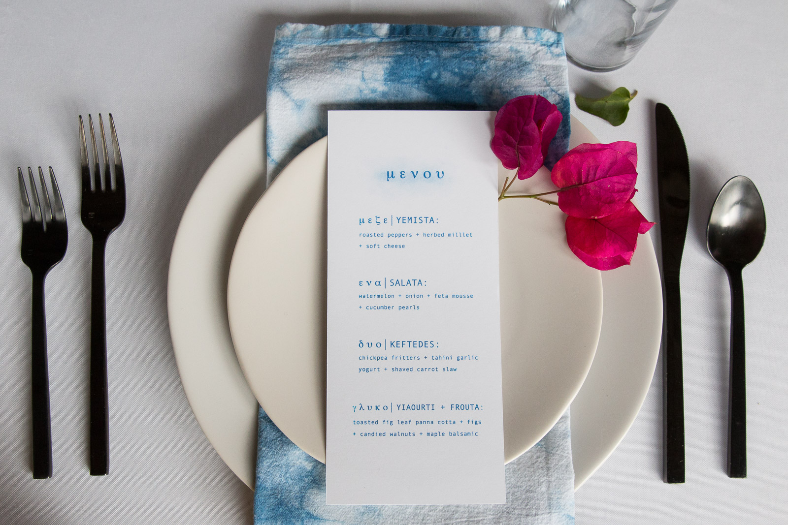 ABOVE: Greek Inspired Dinner Menu Below: The above dinner table all together. / SF Studio Smith had amazing lighting and decor. I haven't shot with window light in a while. / Two similar lifestyle shots reflecting two different moods. I usually am someone who tends to shoot light and bright so trying something more moody was fun! 