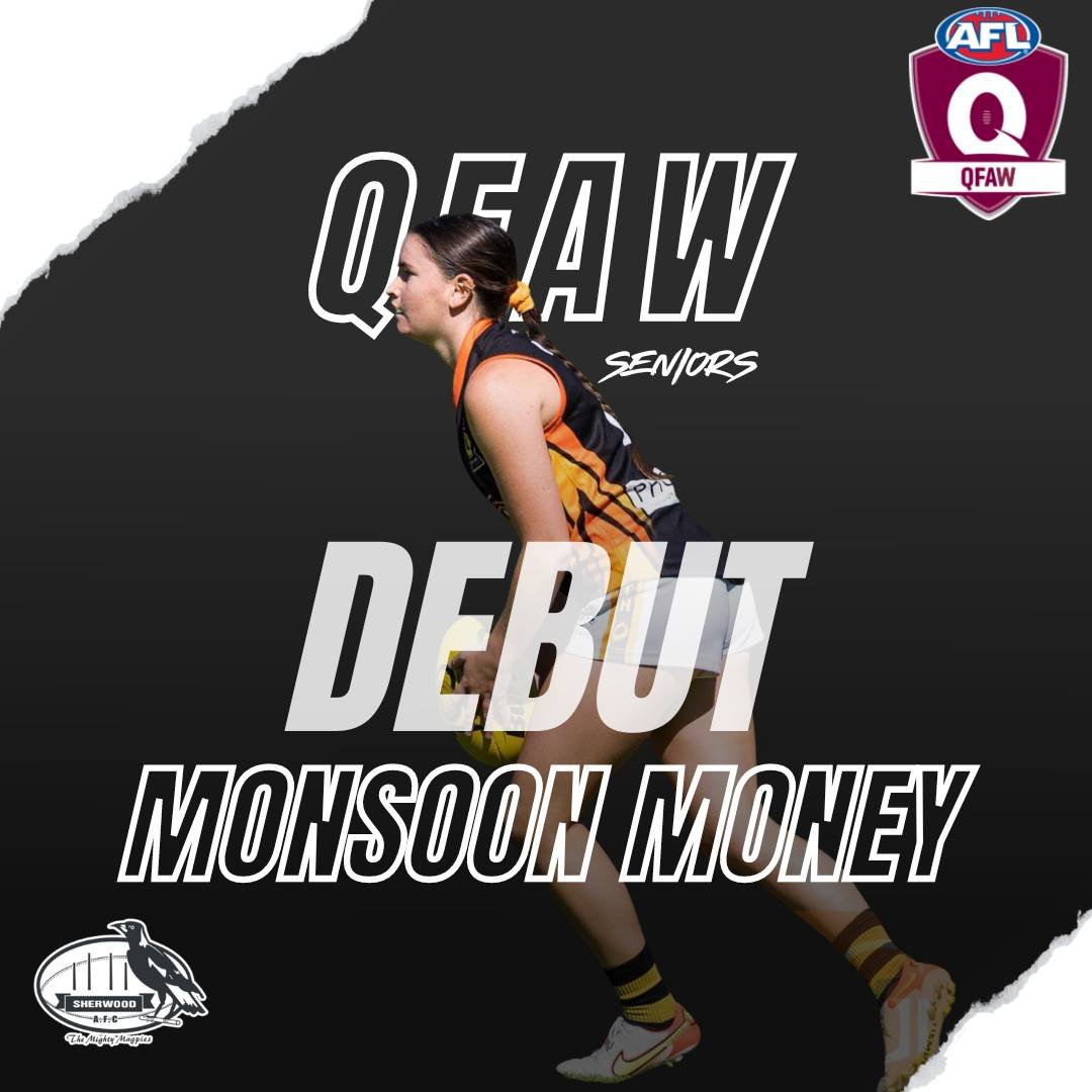 MONSOON SEASON ARRIVES IN MAY🚨 

This is not a drill!  Monsoon Money will make her QFAW Division 1 senior debut for Sherwood this Saturday afternoon at Lemke Road in the Rd 4 clash against Sandgate. 

Originally from Broome in Western Australia, Mon