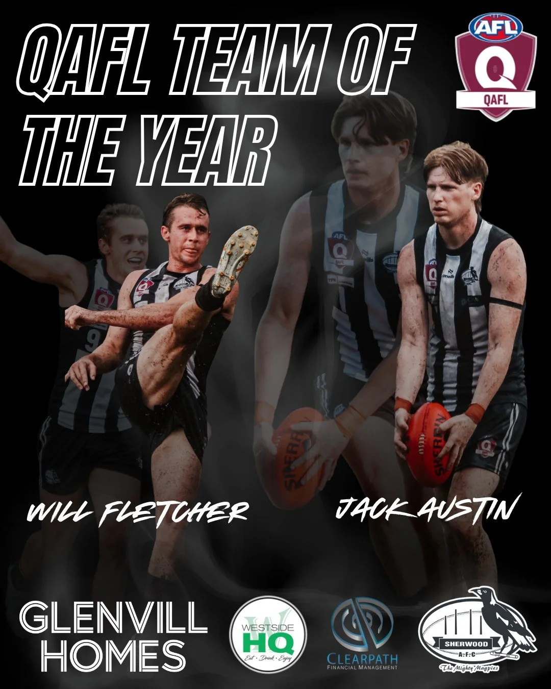 J.A GROGAN MEDAL NIGHT - QAFL 🥇

The QAFL night of nights was held last night with the main event for the QAFL being the J.A Grogan Medal.

A summary of notable performances from the Magpies include the following:

QAFL Team of the Year:
Jack Austin