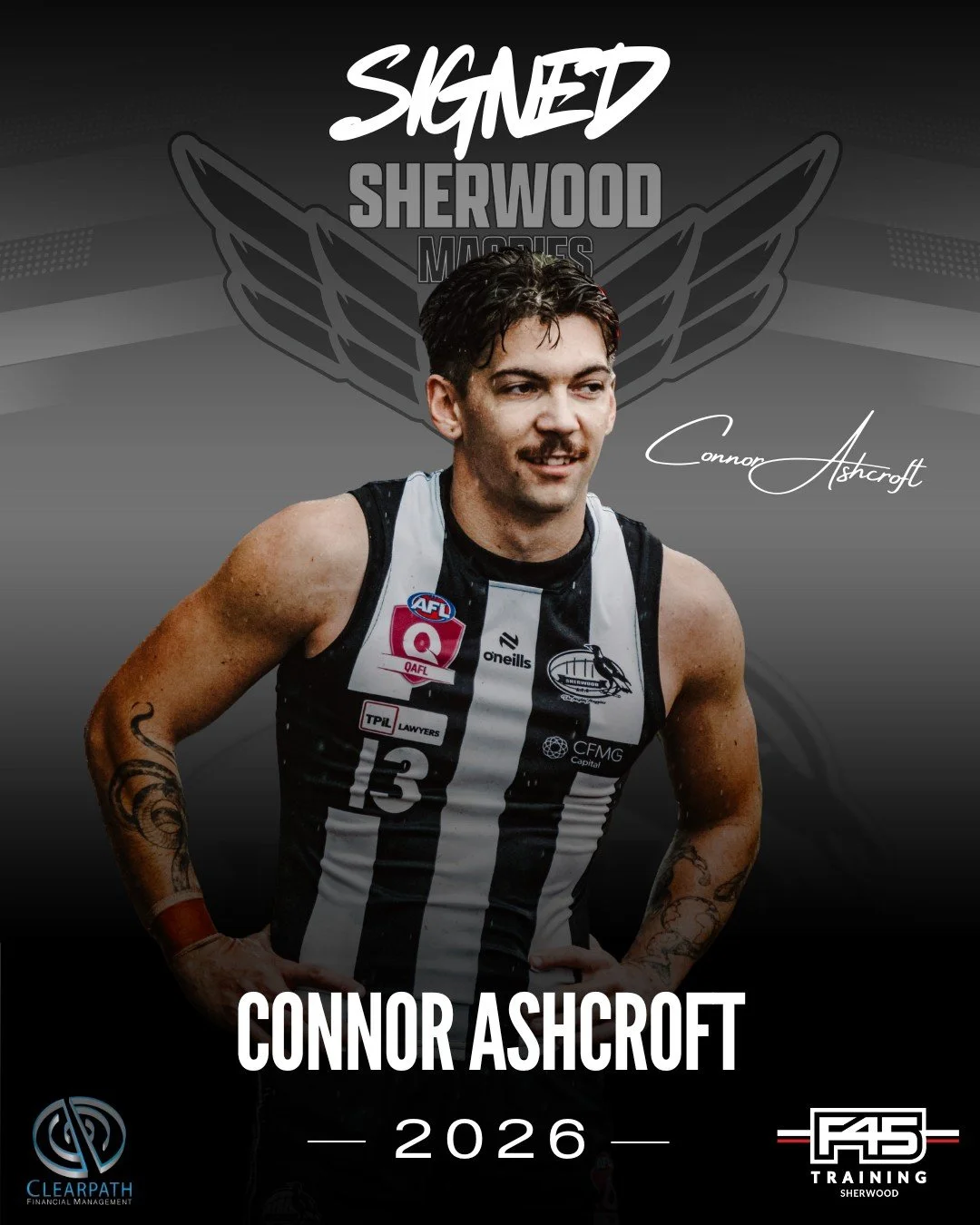 CASHY EXCITED FOR A BIG 2026 📝✅

Connor Ashcroft fresh off an outstanding debut season at Powenyenna Oval is fit and firing for a massive 2026.  The GWS Academy product from Canberra was recruited to the Magpies in 2025 from UQ where he was the Divi
