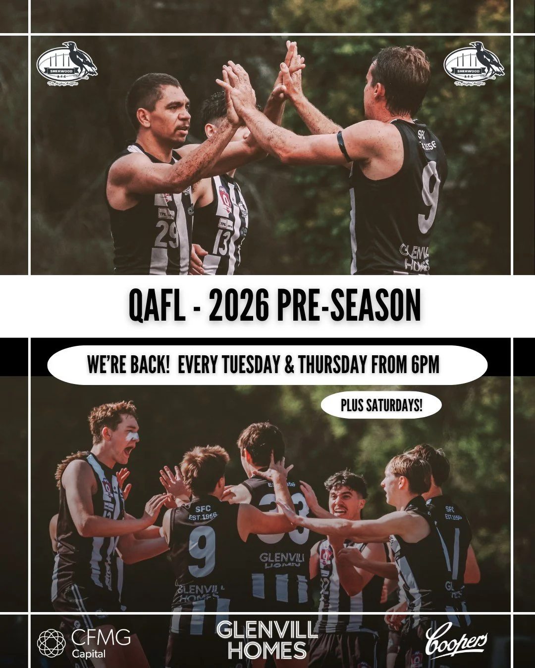 BOYS ARE BACK IN TOWN - QAFL 2026 PRE-SEASON ✅

The QAFL squad are back tomorrow from 6pm with a massive block of training ahead.

For any further information please contact QAFL Football Director Bruce Stewart on 0497 283 238 or email footballdirect