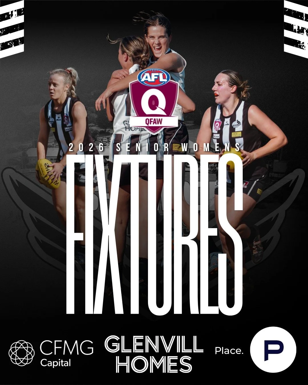QFAW DIVISION 1 FIXTURES - 2026 ✅

Round 1 is just over a week away for our Div 1 team.

Check out the full season fixture!

Details of the 2 x Division 2 team fixtures will be published closer to their May start date.

#GoPies2026 ⚫⚪⚫