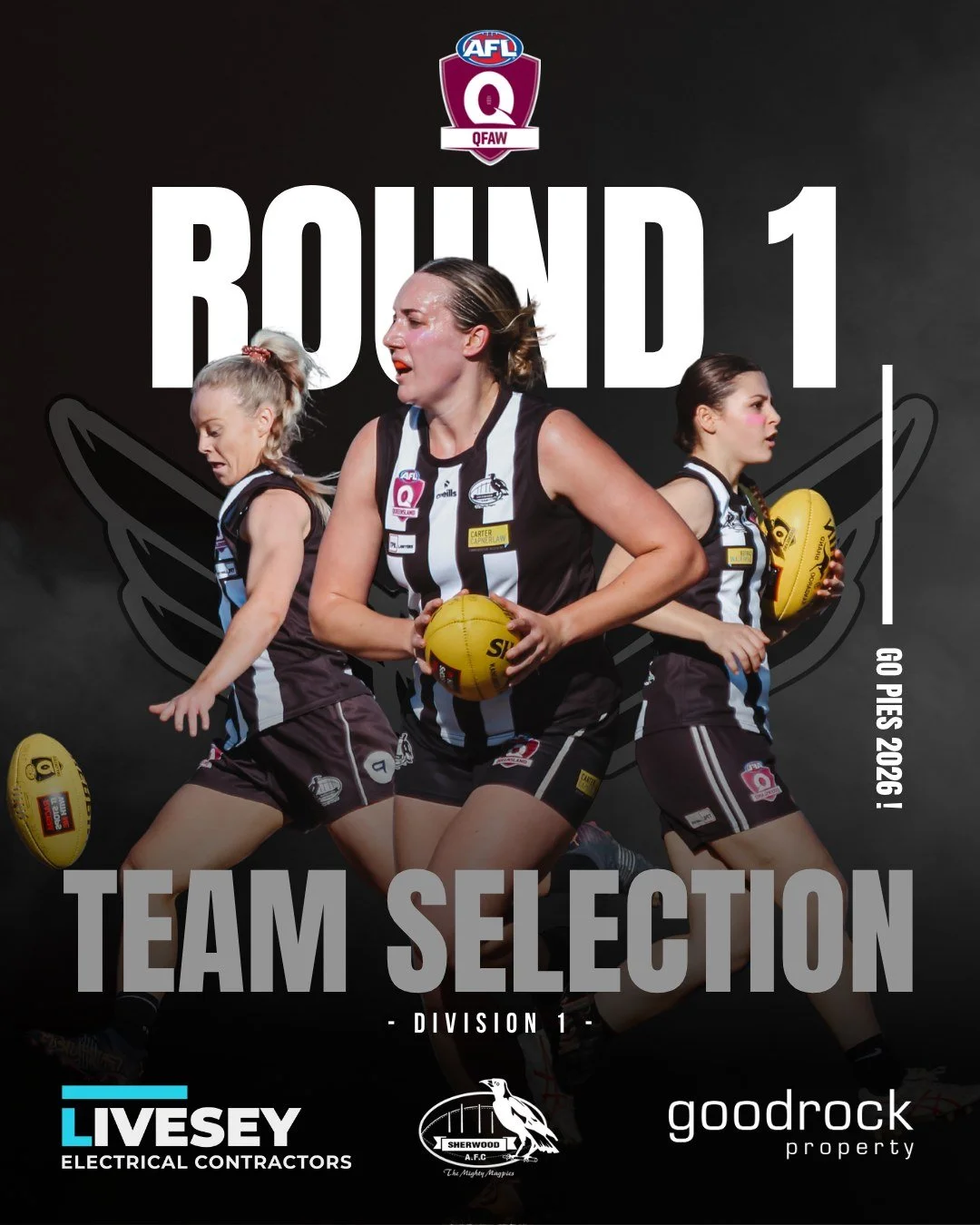 QFAW D1 - OPENING ROUND - TEAM SELECTION ✅

#GoPies #YTG ⚫⚪⚫