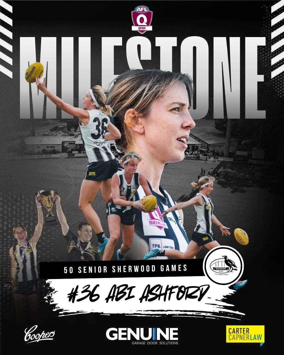 ASHFORD HITS 5️⃣0️⃣🏁

The Ashfords are HOME. A Sherwood Premiership Captain, 2 x Deidre Jakavicius Medal winner and 2024 league best &amp; fairest, Abi's return to Sherwood in 2026 is even more celebrated with the opening game marking her 50th appea