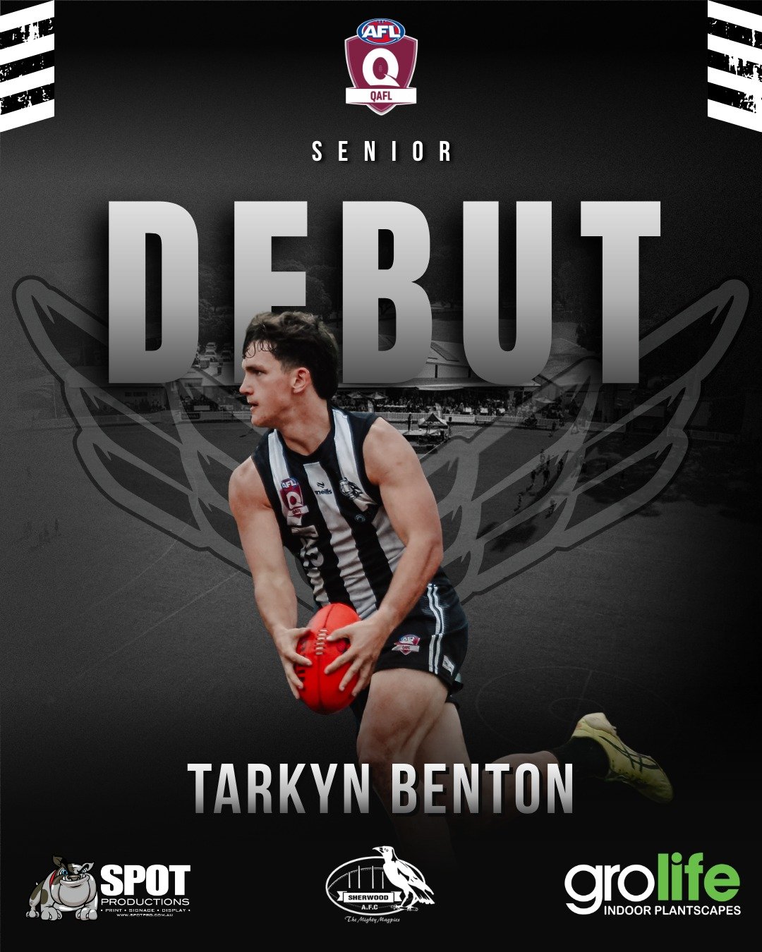 QAFL SENIOR DEBUT - TARKYN BENTON ✅

Congratulations to 17 year old Tarkyn Benton on his senior debut tomorrow. 

Tarkyn joined the Magpies in 2023 looking to further his football, making the commute from Toowoomba 3 times a week, underlining his ded