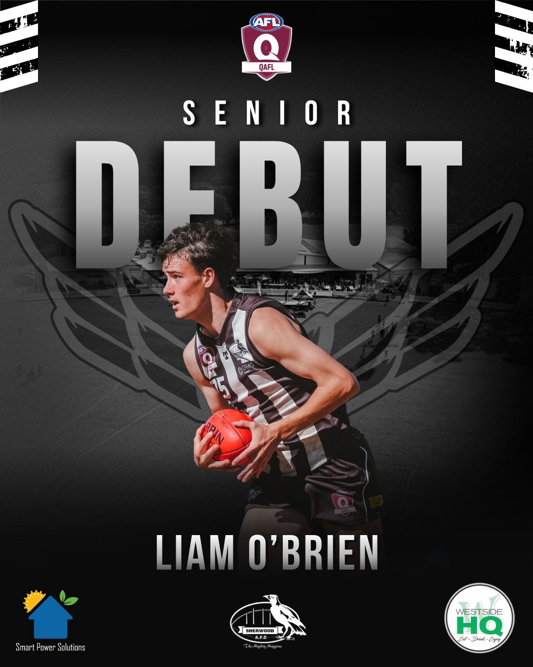 QAFL SENIOR DEBUT - LIAM O'BRIEN ✅

Another local junior progressing to the Senior QAFL ranks this week is Jindalee Jags junior Liam O'Brien.

Liam joined the Magpies in 2024, following the appropriate pathway of remaining with his home club until re