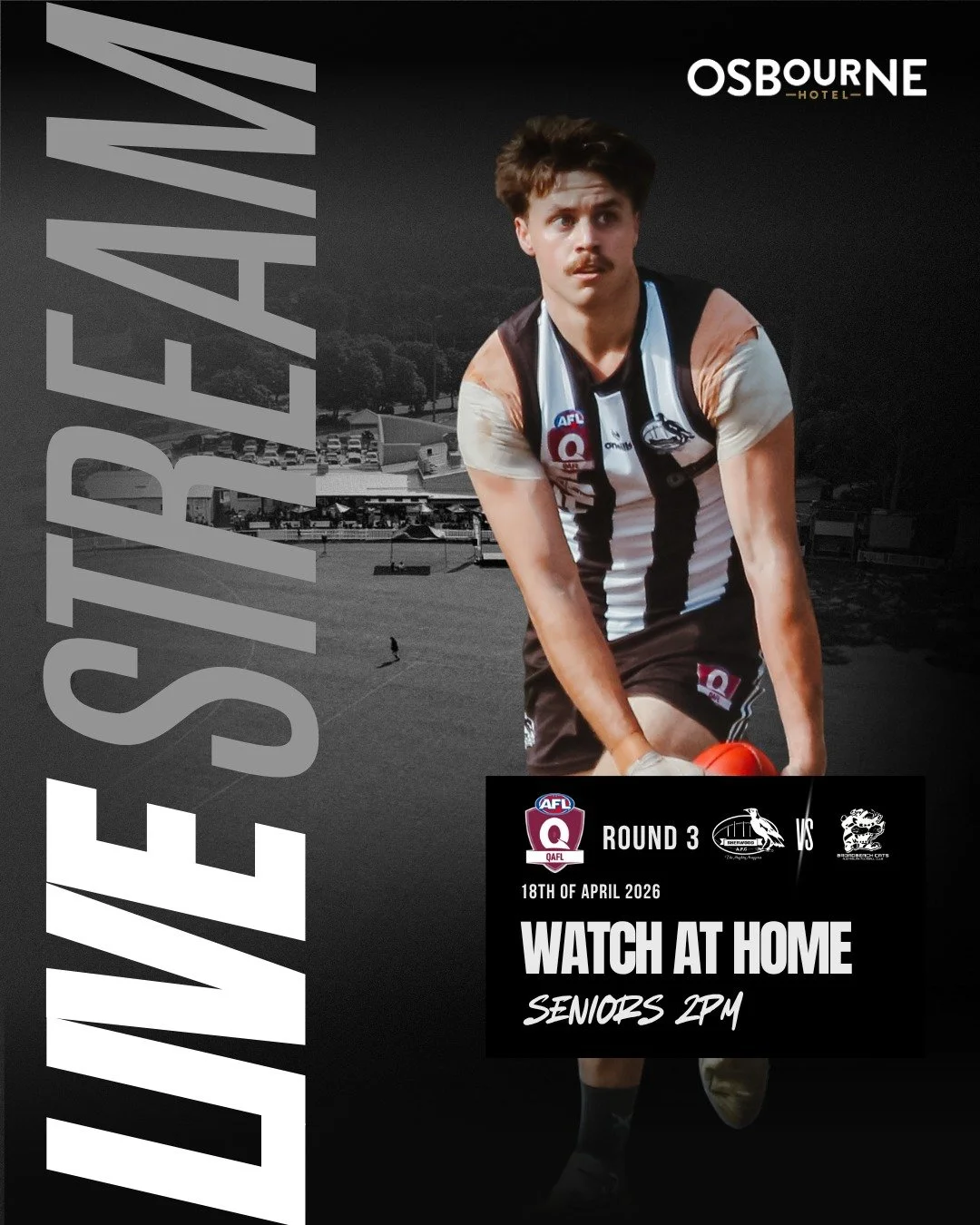 LIVE STREAM - SENIOR GAME 2PM 🎥

Search AFLQ Live on Youtube!

Let's go!

#HotPies ⚫⚪⚫