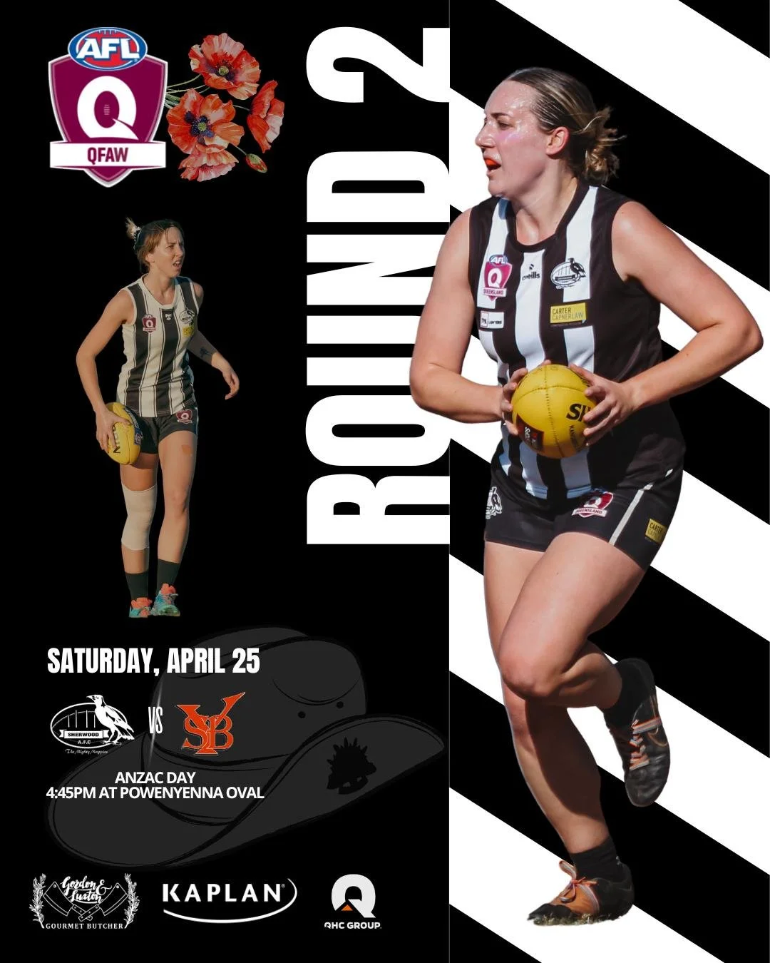 📣 QFAW DIV 1 ROUND 2 - ANZAC DAY 📣

Our Senior Women are back at Powenyenna Oval this ANZAC Day for what is shaping up to be a very special afternoon.

ANZAC pre-game acknowledgements start from 4:30pm, before the Magpies take on Yeronga at 4:45pm.