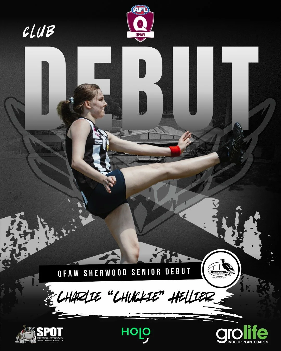 📣 SHERWOOD CLUB DEBUT 📣
The one and only Charlie playing her first Div 1 game for Sherwood this weekend! After coming from the QAFLW league Charlie brings over 50 games of experience as a senior player. She is known for taking big marks and footy s