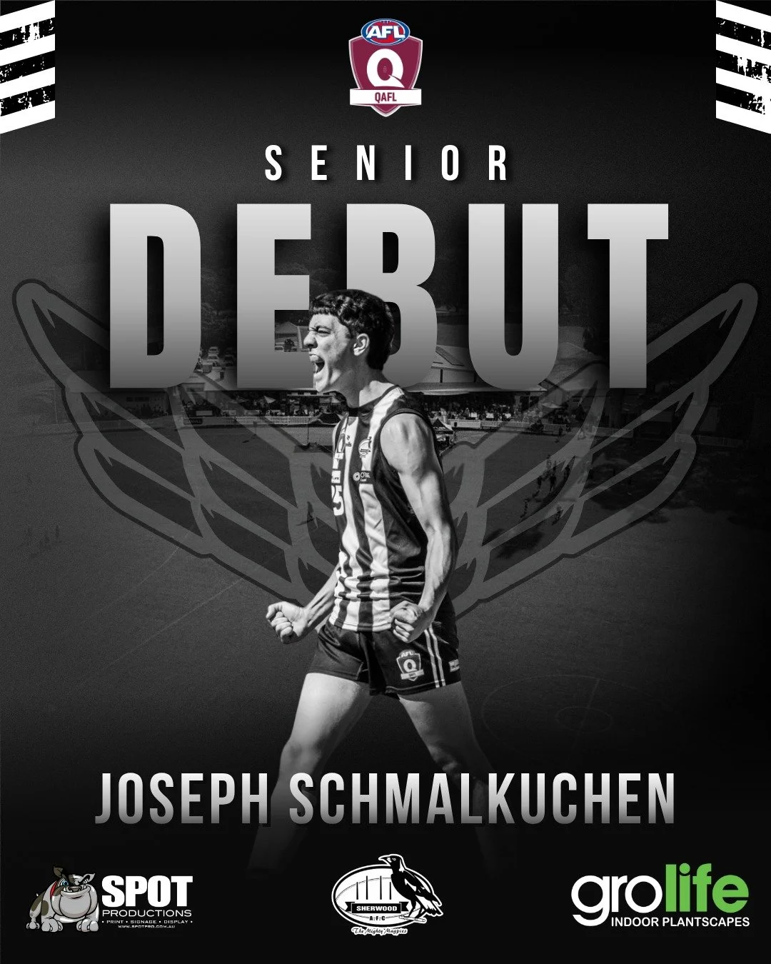 QAFL SENIOR DEBUT - JOE SCHMALKUCHEN ✅🏁

Congratulations to big Joe Schmalkuchen on stepping up for his Senior Debut in today's ANZAC Day clash with Coorparoo Kings.

Joe was a late convert to footy, having been an accomplished Rugby Union player at