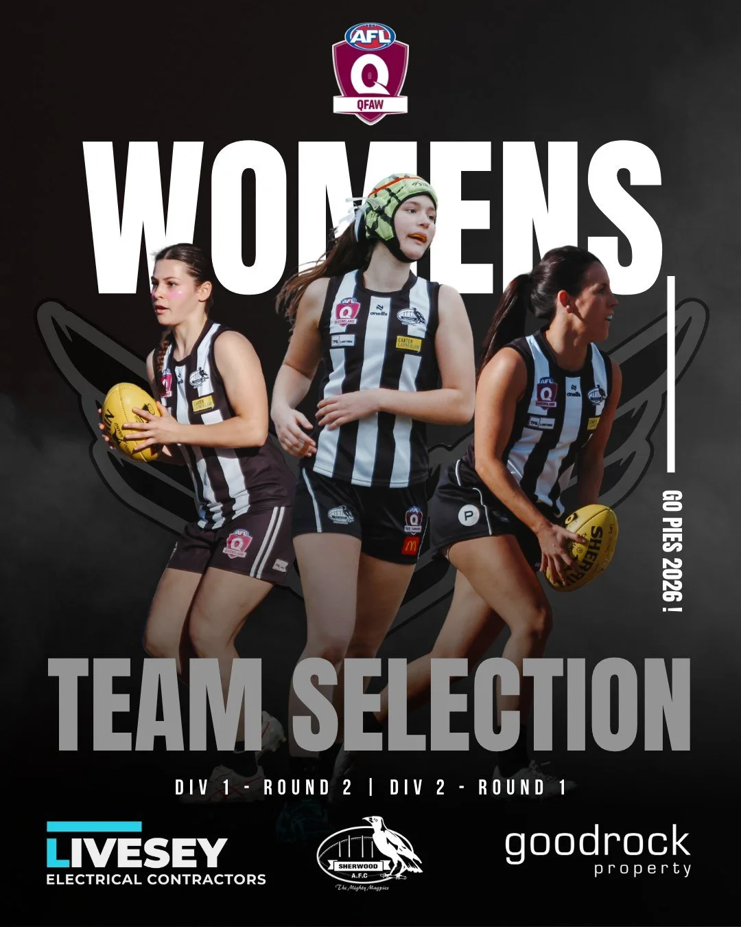 QFAW SELECTIONS ARE A 🔒

#GoPies ⚫⚪⚫