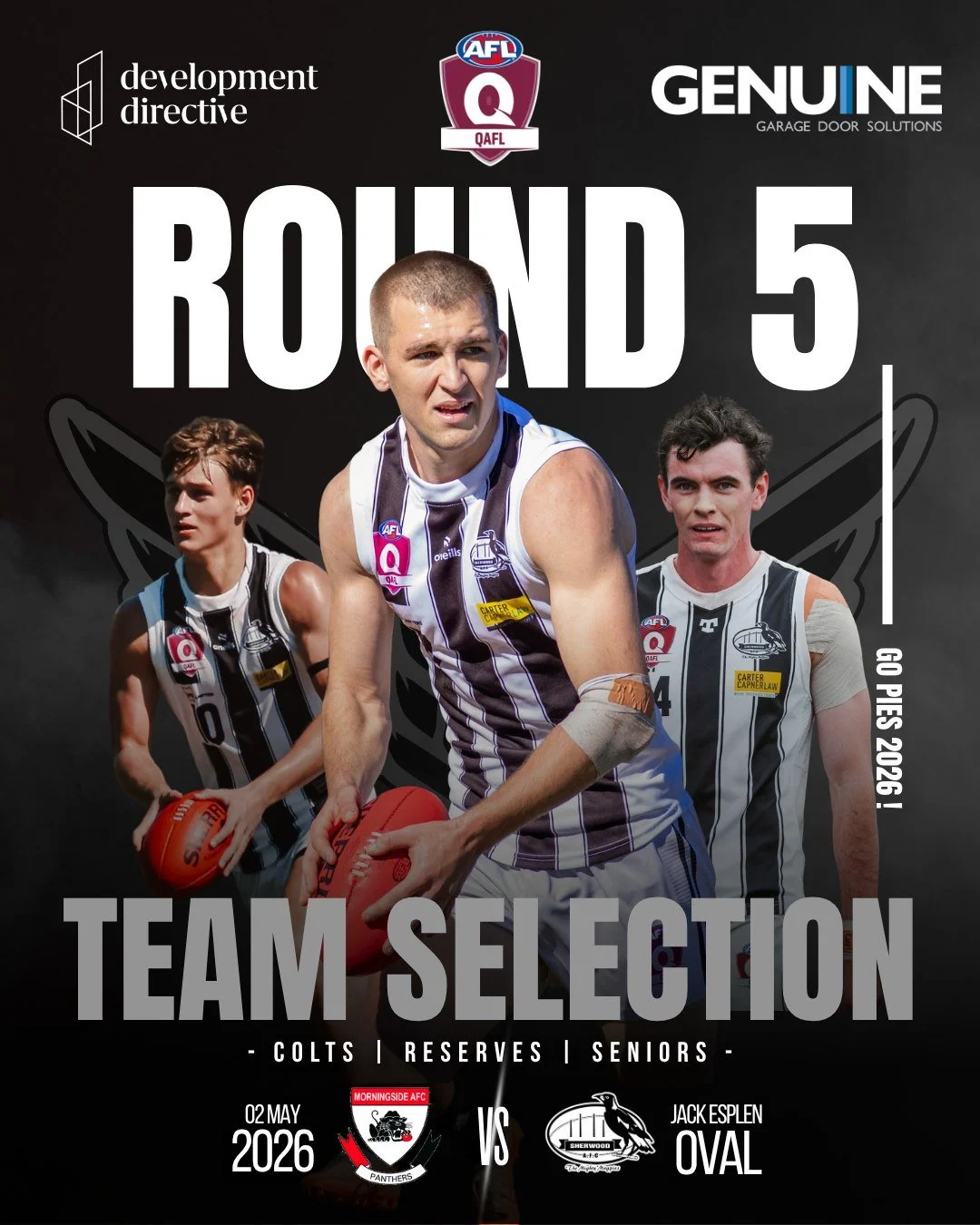 QAFL ROUND 5 SELECTION 🔒

#GoPies ⚫⚪⚫