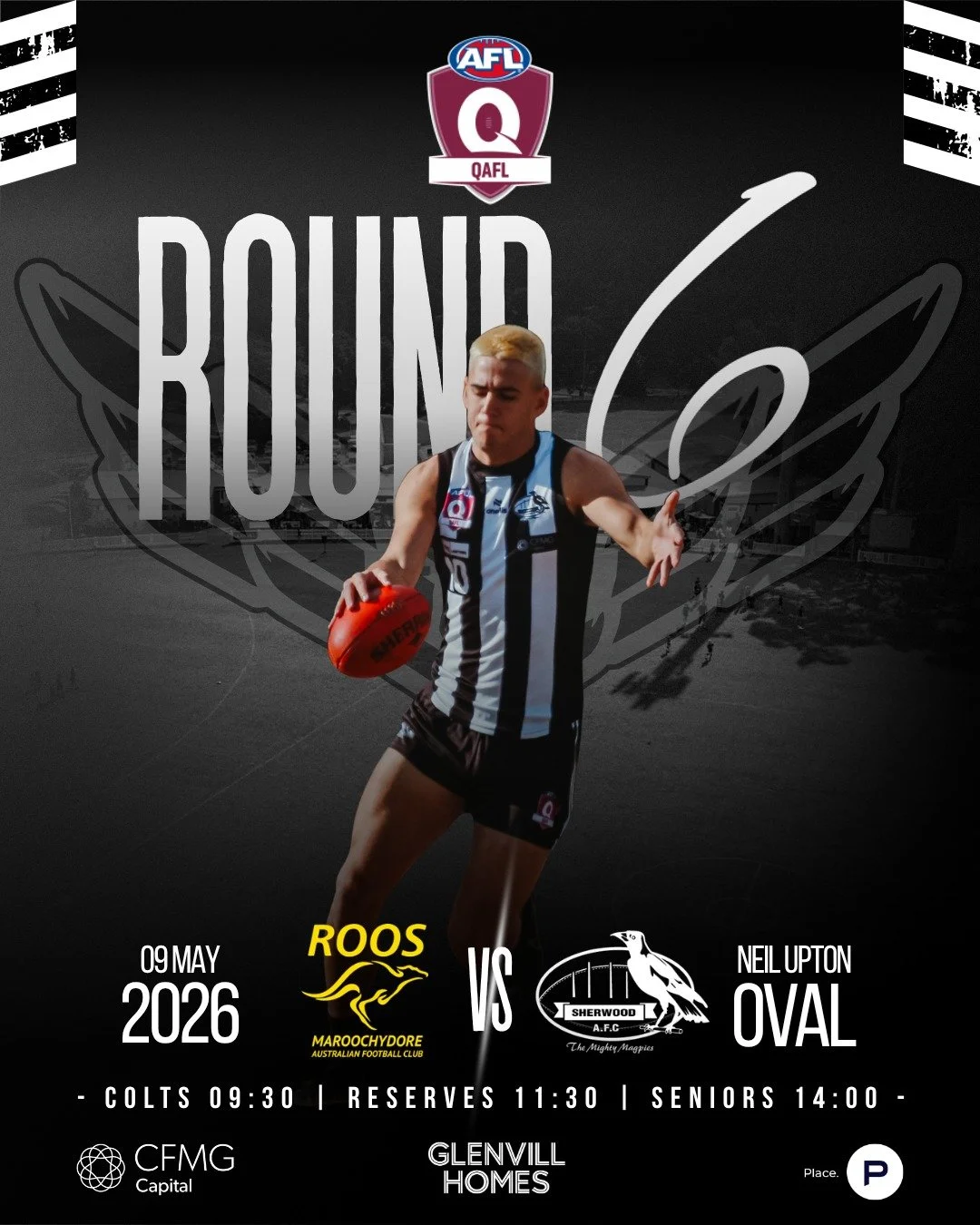🚨 QAFL - Round 6 🚨

This week our men's teams are headed to the Sunshine Coast to take on the Maroochydore Roos. Three divisions, one mission 💪

#MightyMagpies #QAFL #SherwoodAFC