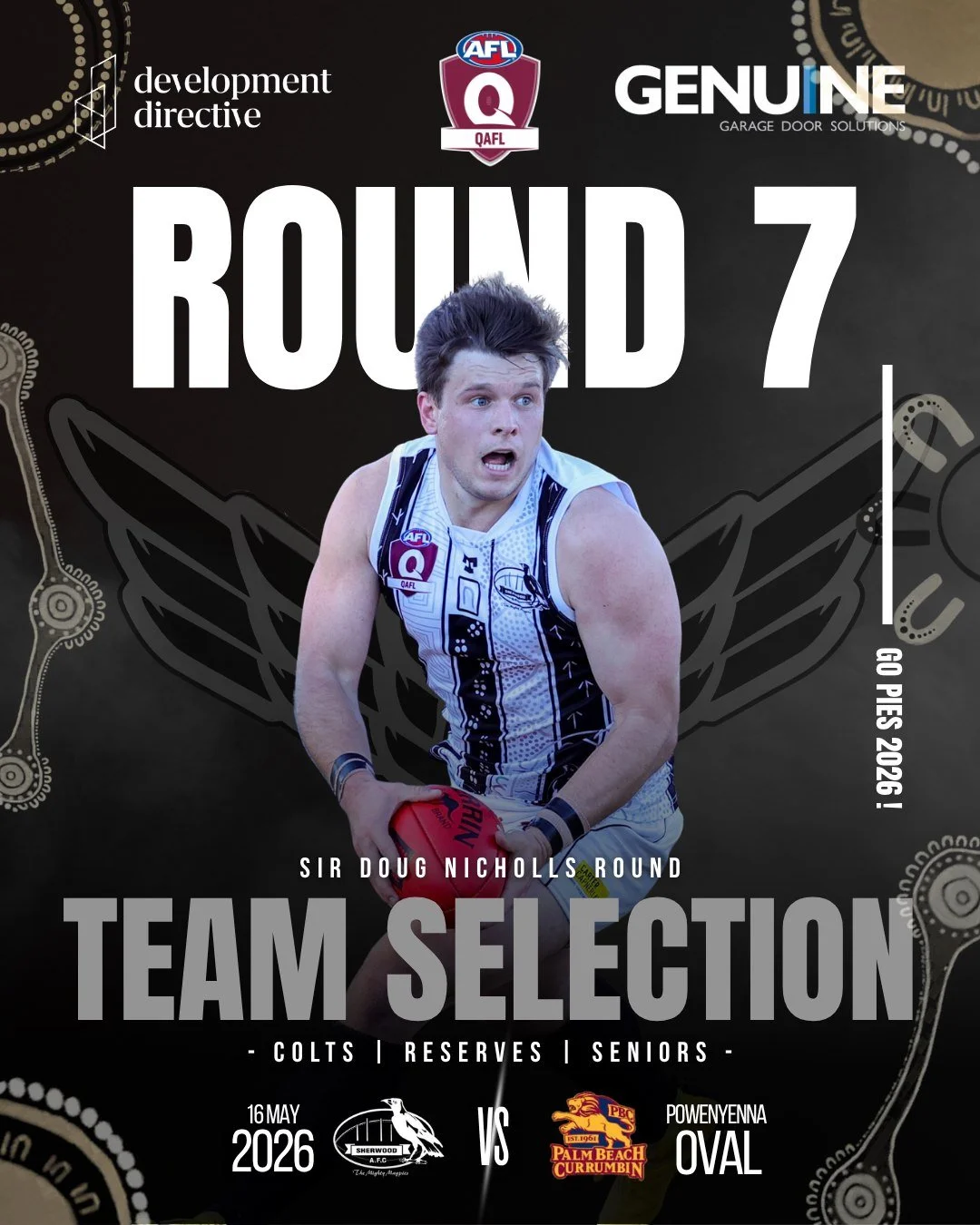 QAFL TEAMS - SIR DOUG NICHOLLS ROUND VS PALM BEACH 🔒

#GoPies ⚫🟡🔴