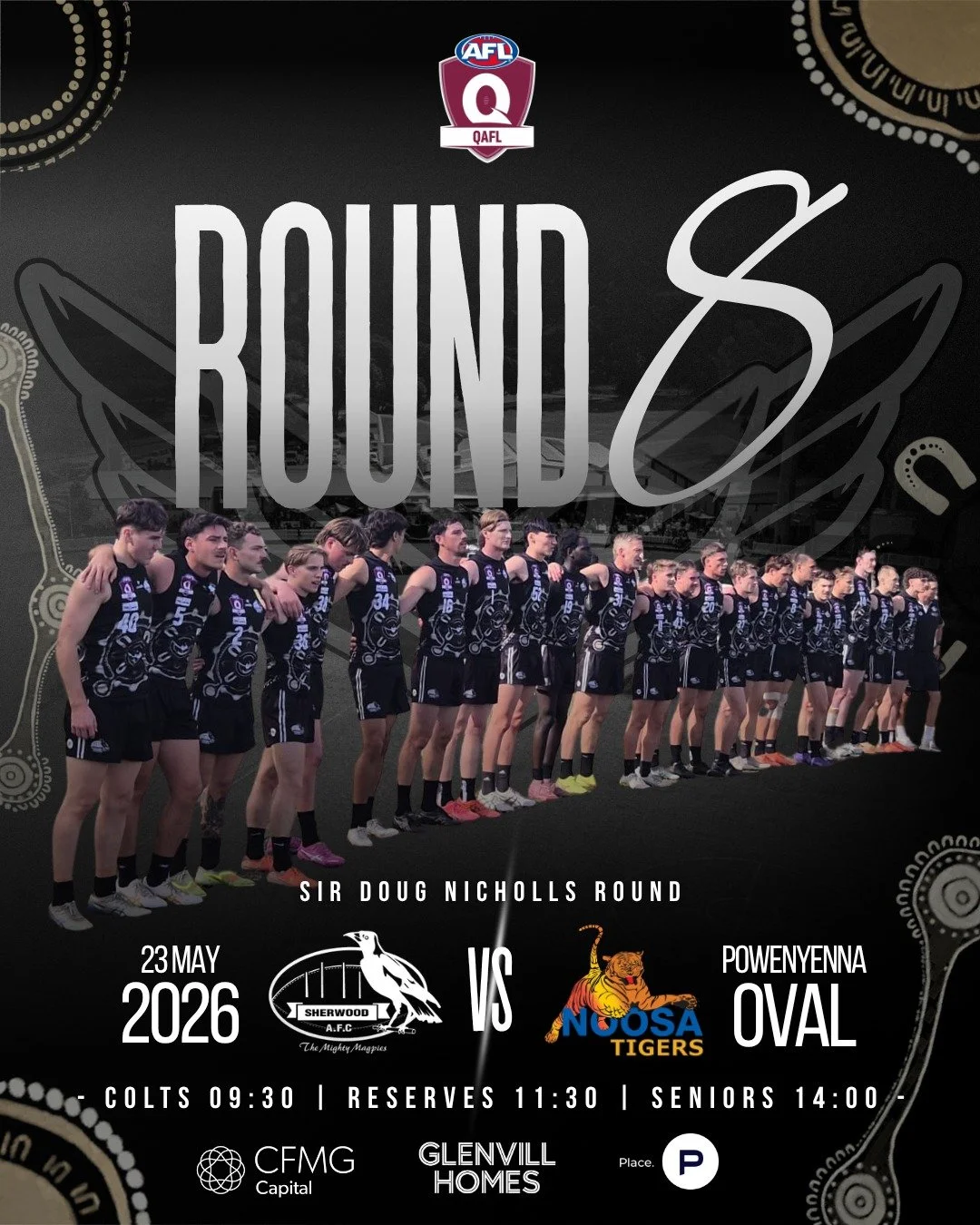 QAFL Round 8 - SDNR Continues ⚫️🟡🔴

Don't miss it! The Magpies are fired up, locked in and ready to make it count as they face off against the Noosa Tigers at home this Saturday. 

📅 Saturday, May 23 | Powenyenna Oval
⏰ Colts 9:30 | Reserves 11:30