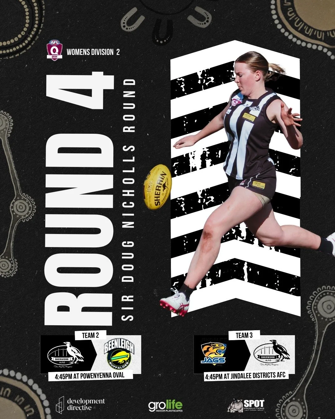 QFAW Div 2 Round 4 | SDNR ⚫️🟡🔴

Sir Doug Nicholls Round is in full swing and both our Women's Div 2 sides mean business this Saturday.  Come along and make some noise! 📣

📍 Team 2 vs Beenleigh Buffaloes | Powenyenna Oval | 4:45pm
📍 Team 3 vs Jin