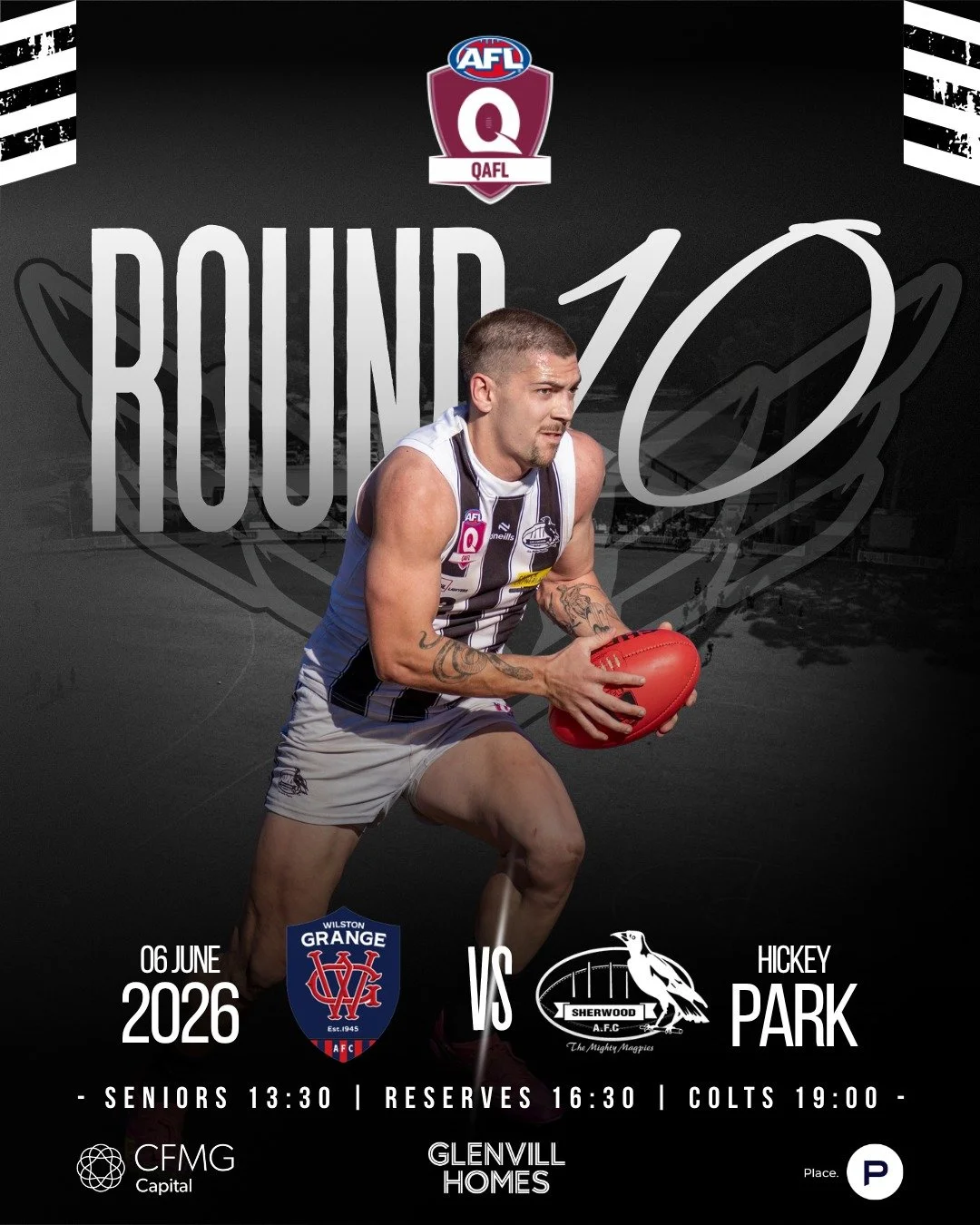 🔥 QAFL - Round 10 🔥

The Magpies are facing off against the Wilston Grange Gorillas this Saturday across all three divisions. Let's get it done 💪

📅 Saturday, June 6th
📍 Hickey Park
⏰ Seniors 13:30 | Reserves 16:30 | Colts 19:00