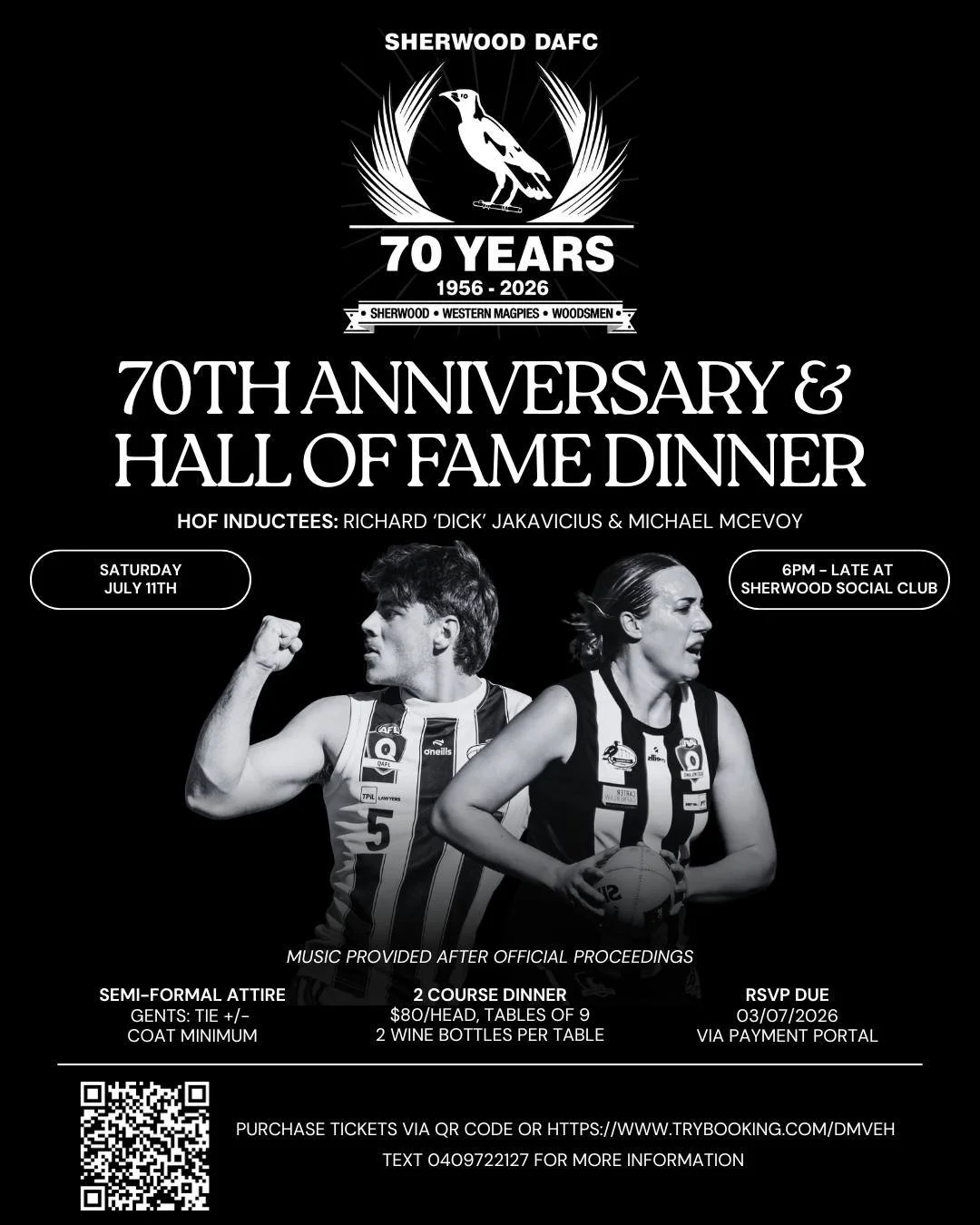 📣 Seventy years of Sherwood DAFC 📣

Join us in celebrating our club &amp; everyone who's built it.

Tickets now live via https://www.trybooking.com/DMVEH