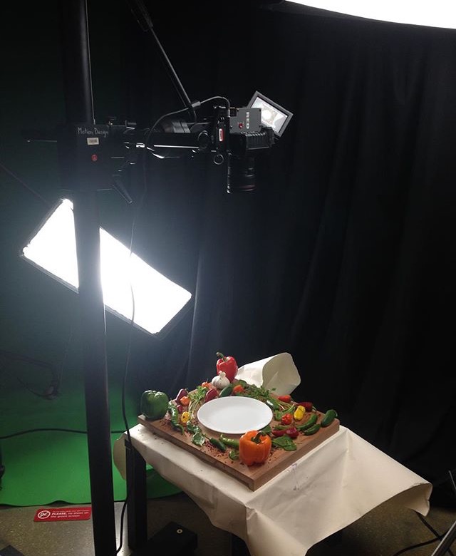 BTS: Arrange fruits/vegetables accordingly within framing for later compositing.