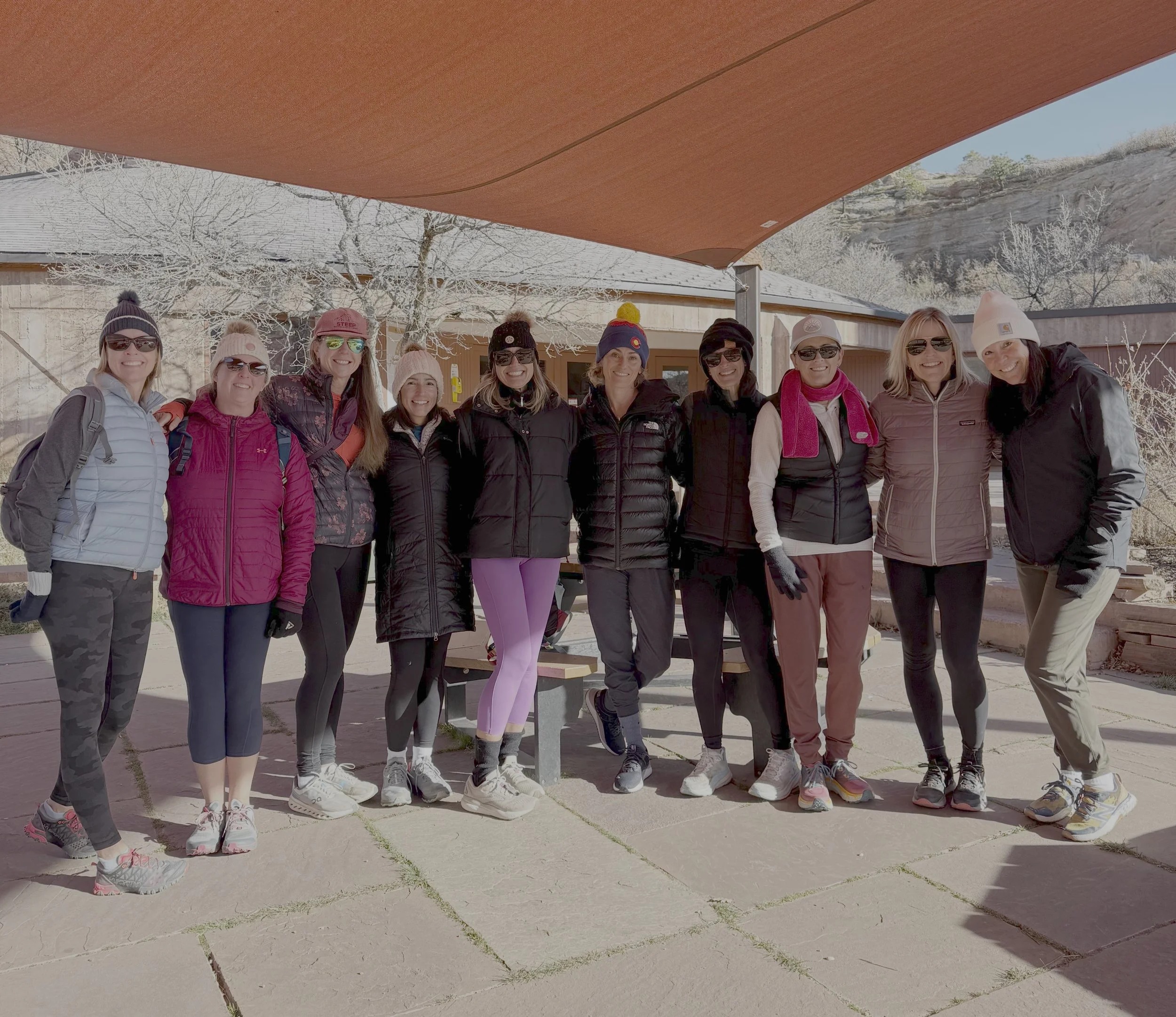 Picture of a group of friends that are gathered for a private women's retreat.