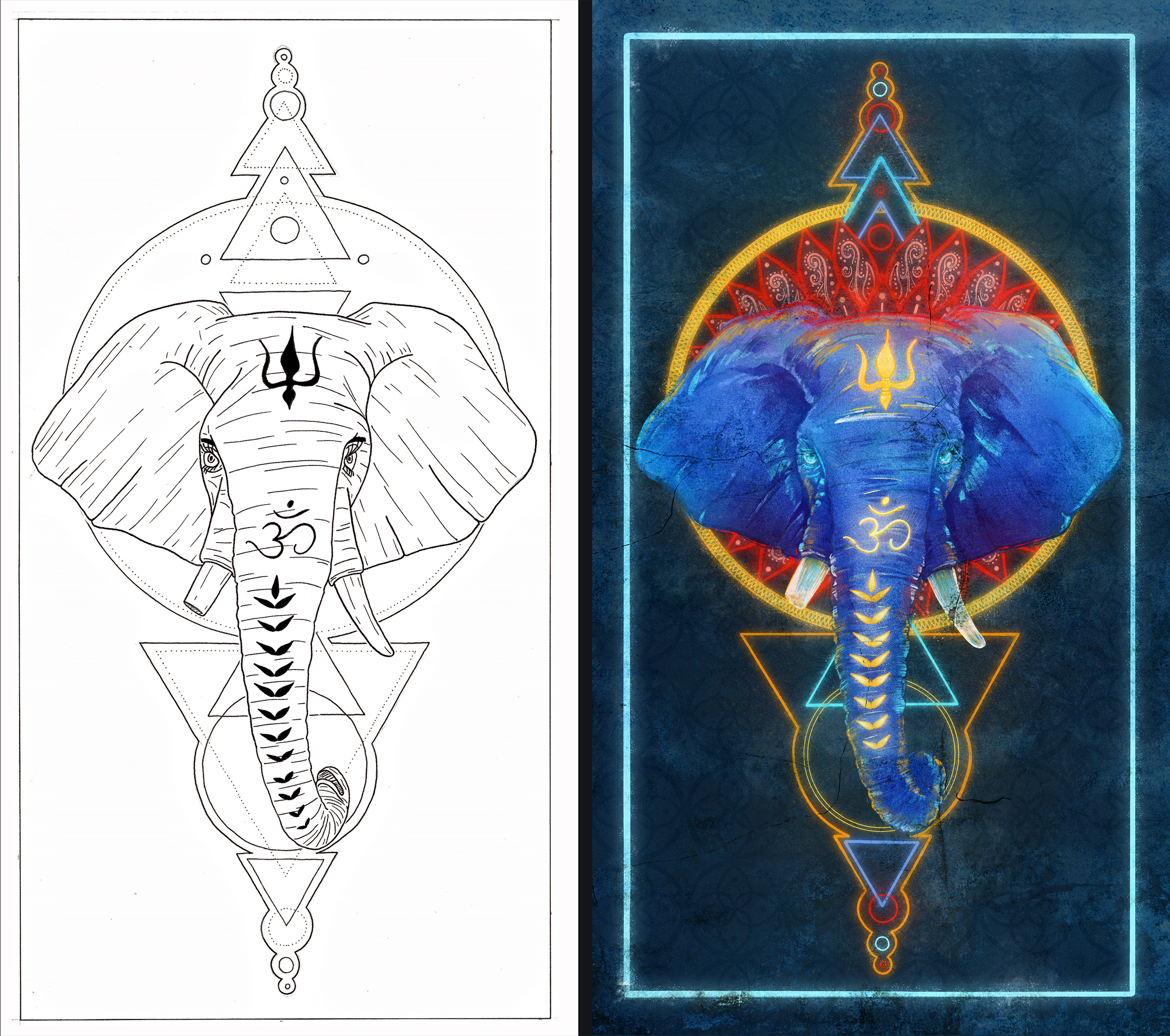 HitRecord Collaboration - Lines (left) by Dimitri Svolvas , Color and revisions by me.