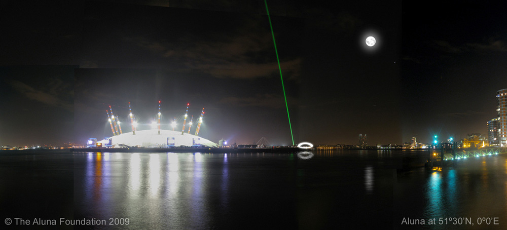 Aluna Clock located close to the Meridian Line on the Greenwich Peninsula (Aluna Foundation)