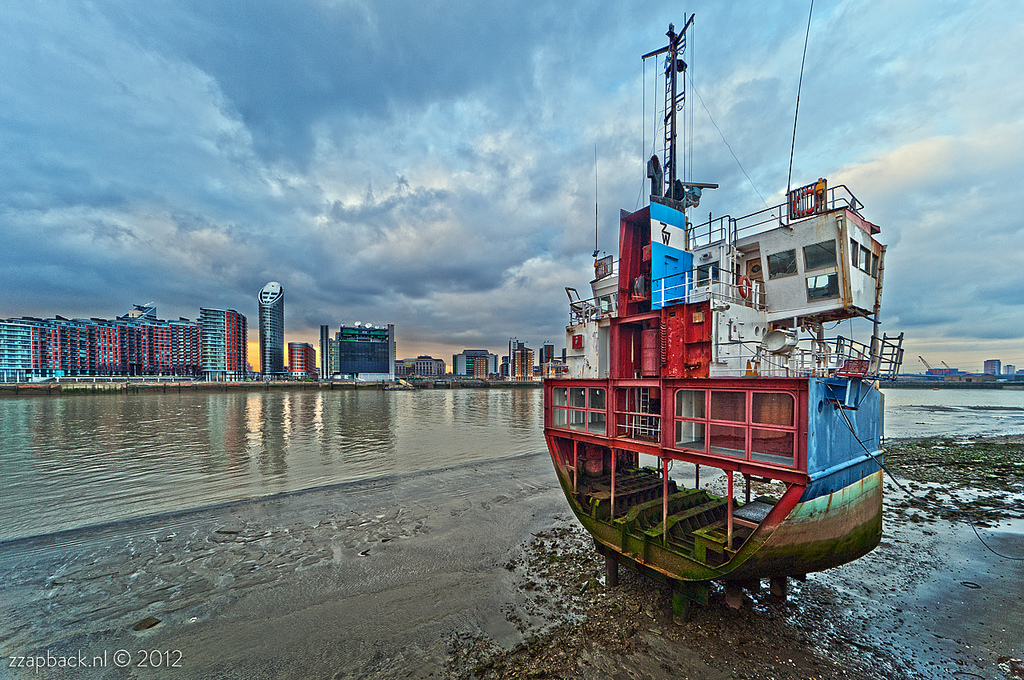 A Slice of Reality by Richard Wilson, located on the northwest tip of the Greenwich Peninsula
