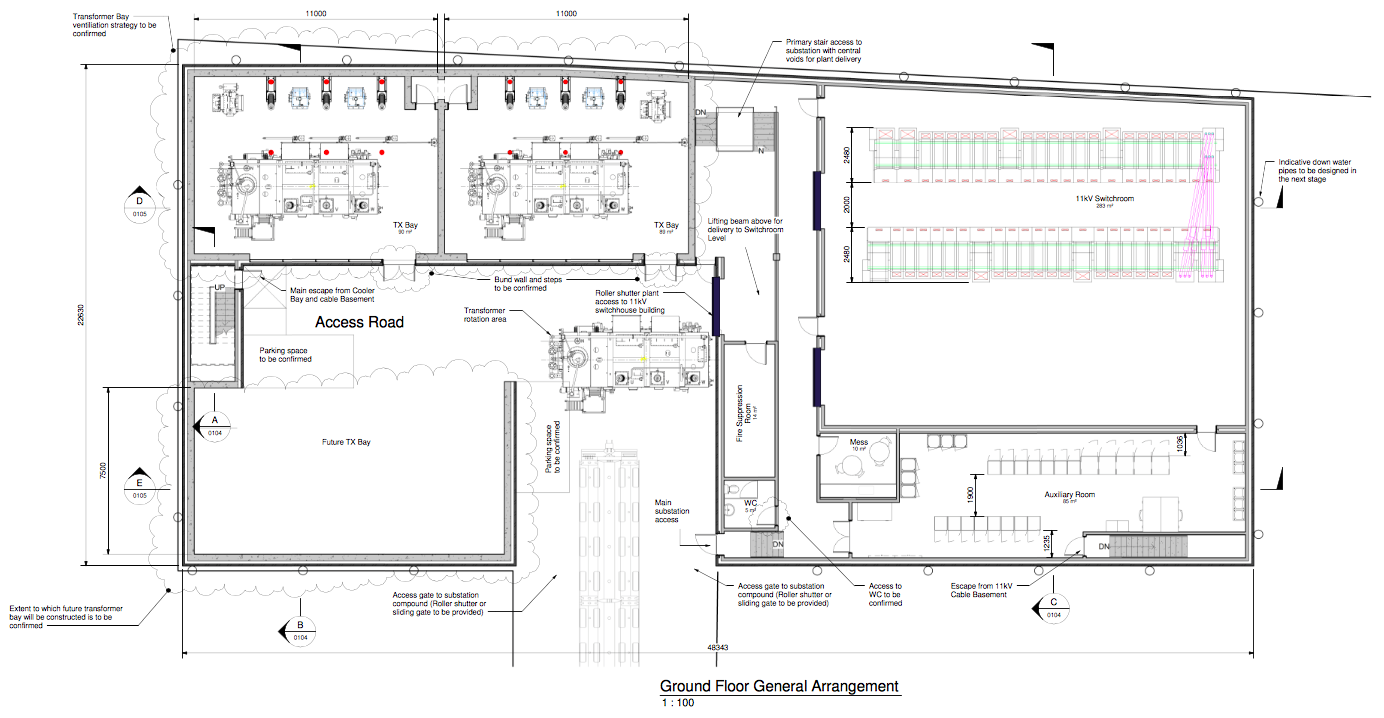 Ground Floor arrangement of Substation (UKPN/Mott MacDonald)
