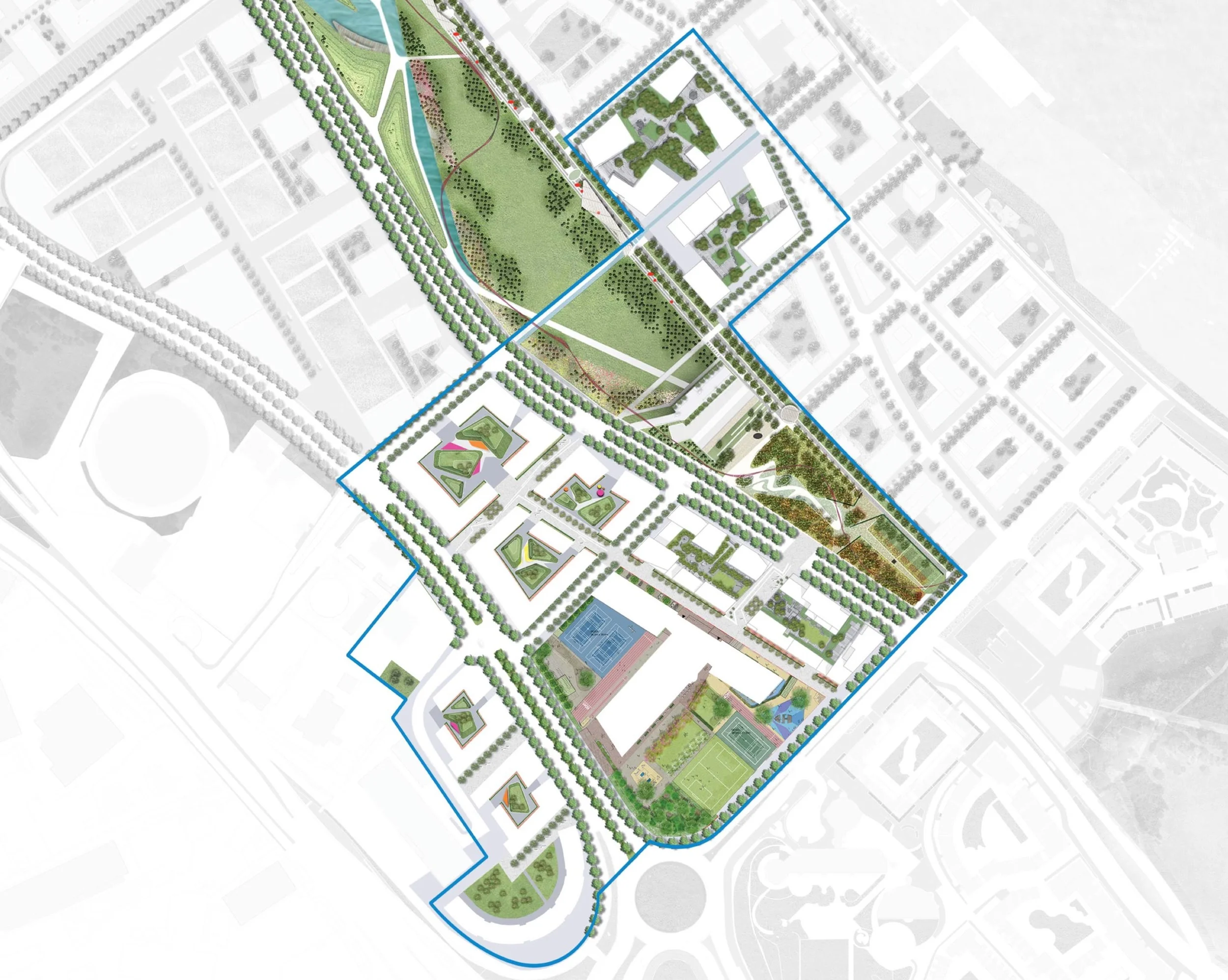 Zone C landscaping, set out in Zonal Masterplan for Zone C - Gross Max, 2016