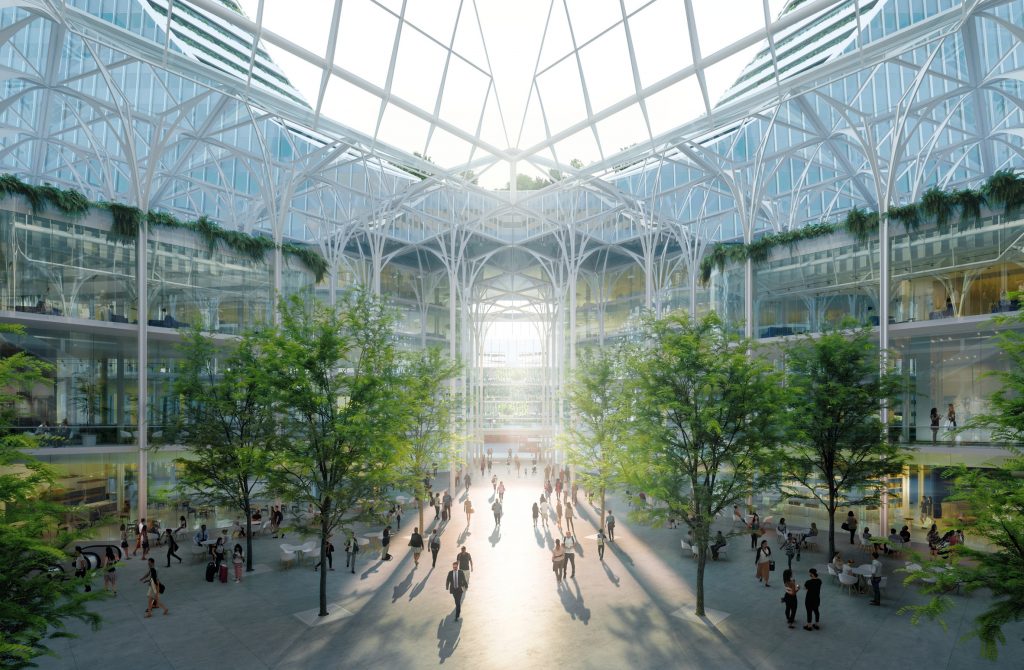 "Residents and visitors will emerge from the tube into an 80ft high winter garden and glass galleria"