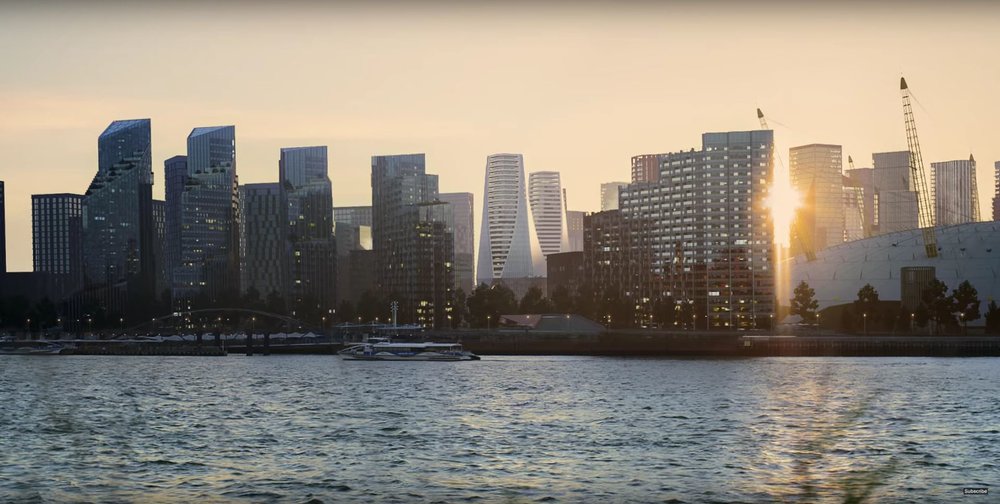 "Calatrava's design for Peninsula Place responds to it's unique position and geography - the River Thames surrounding it, The O2 next to it and the meridian line running through it."