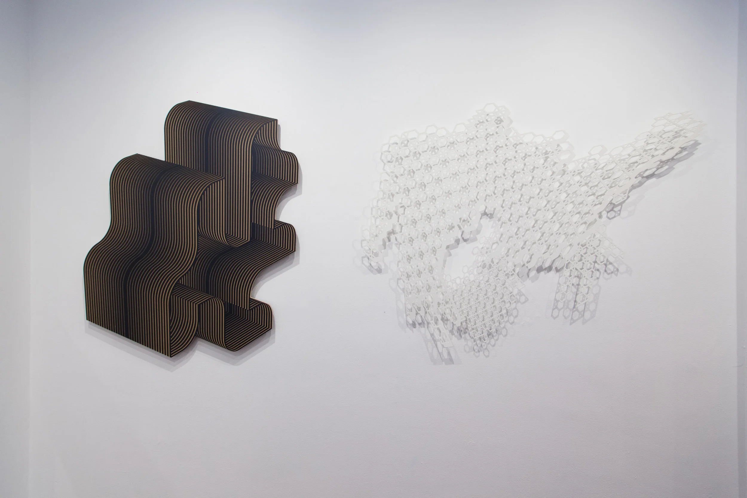 Radiating Pulse (right), 2015 powdercoated steel 106cm x 150cm x 3cm
