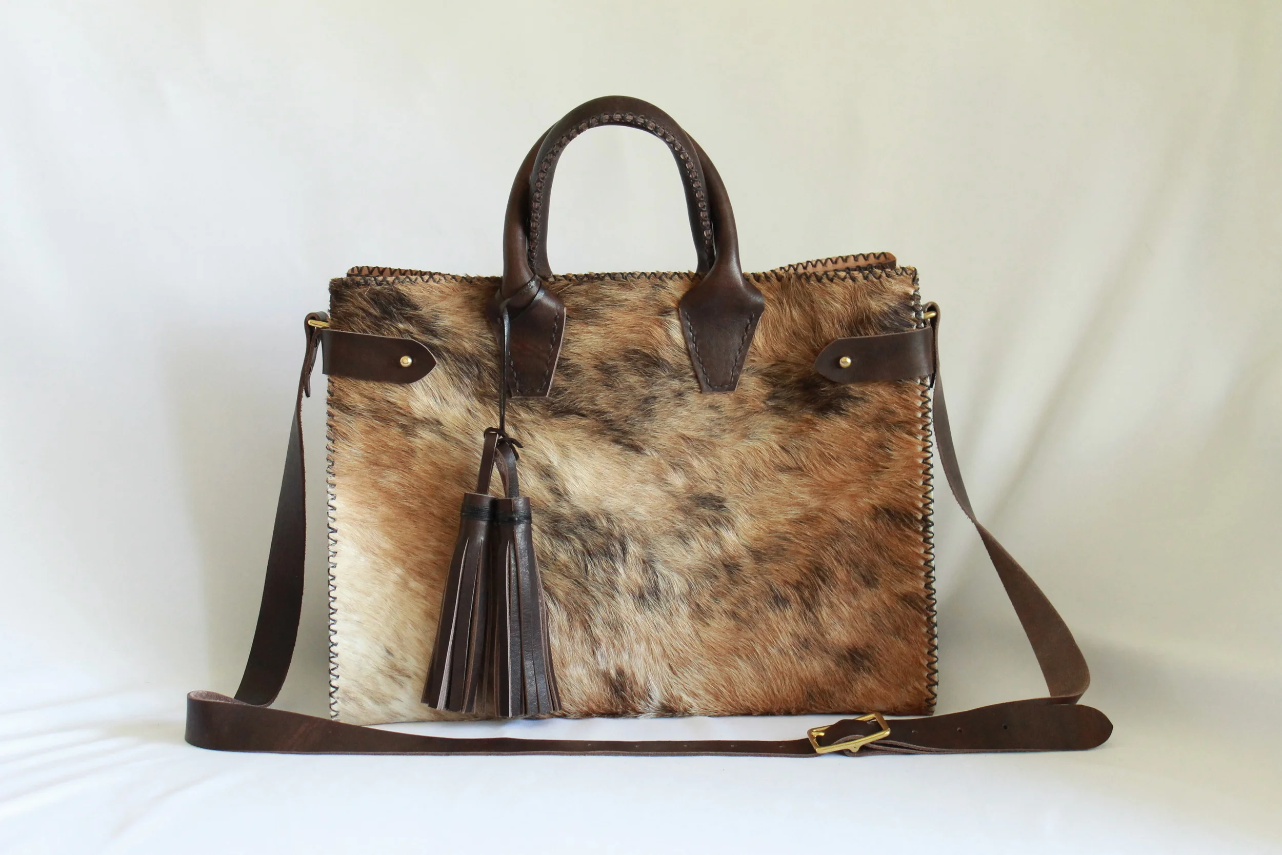 Sadie Bag in Hair-on-Hide and Chocolate Essex by Beargrass Leather