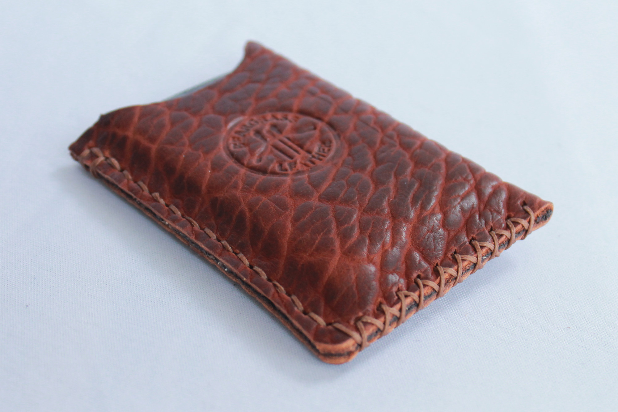 Bison leather likes to shrink and make this aggressive pebbling.