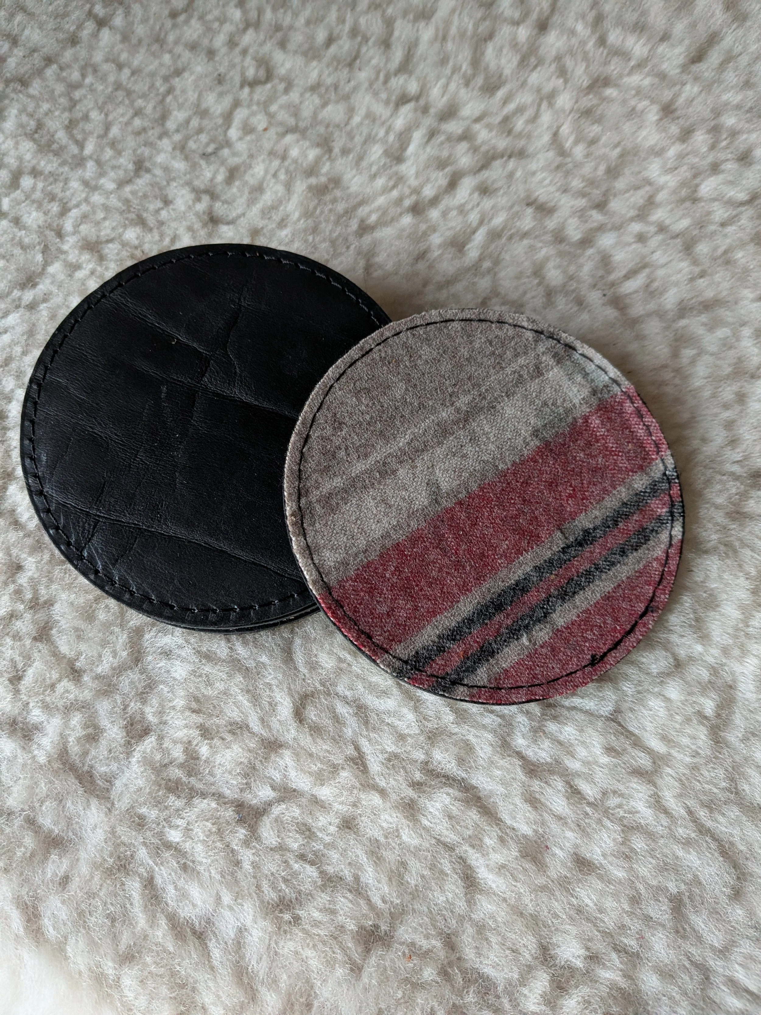 Bison Leather and Pendleton®  Wool Coasters