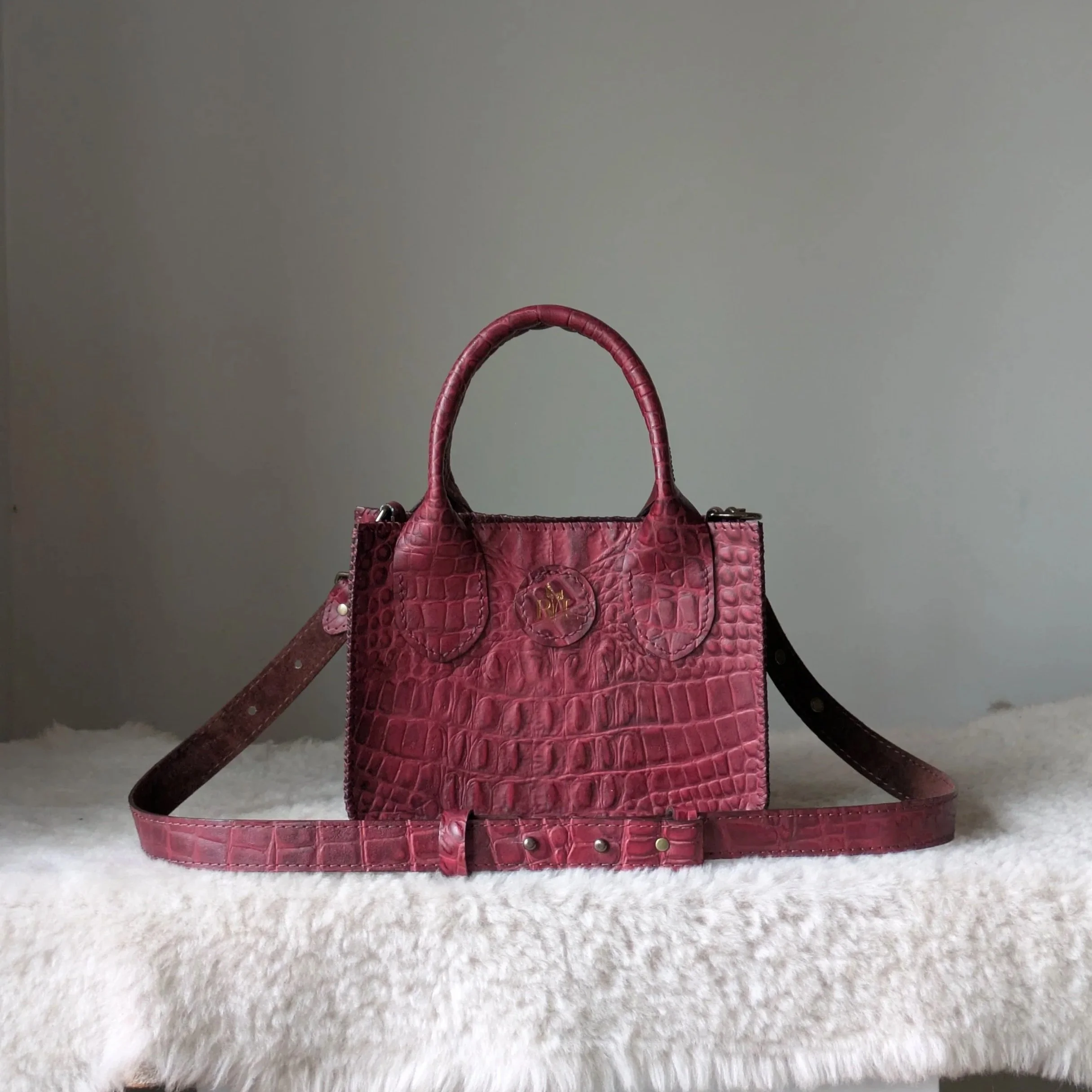 Zoe Handbag in Pomegranate Croco