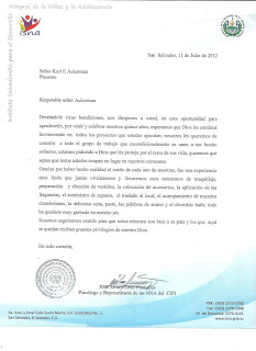 A Letter from a Salvadorian Government Official!