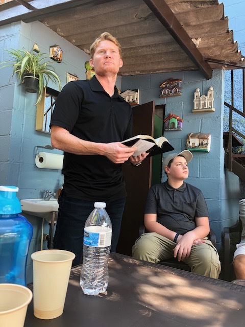 Bryson led us in our morning devotion before church