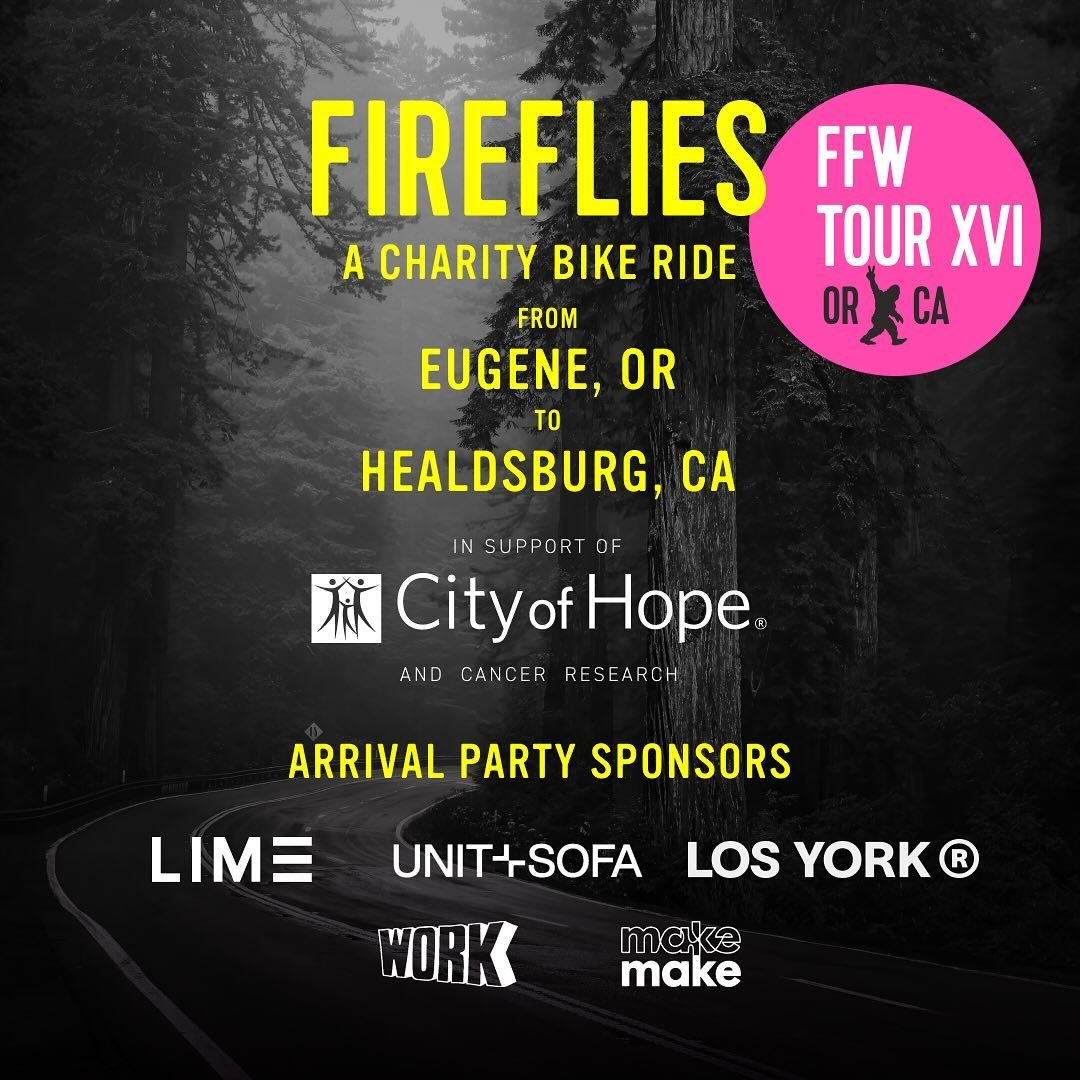 7 days. 630 miles. Immeasurable amounts of joy and love and pain. And a new fundraising record set. Congrats, Fireflies! And thank you, Lime, Los York, Work Editorial, Unit + Sofa and Make Make Entertainment for sponsoring the perfect arrival party i