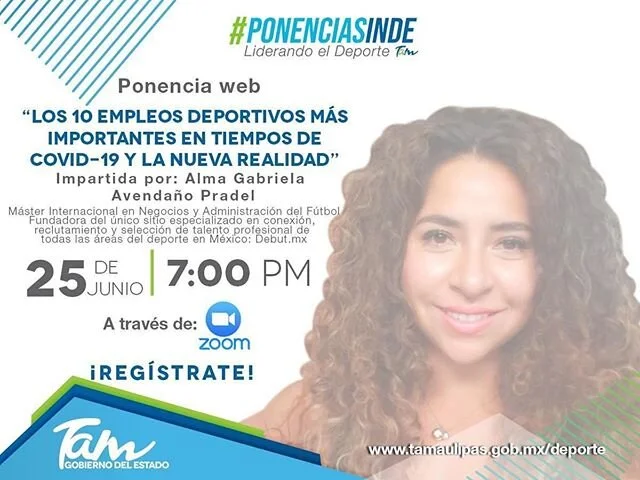 Siguiente ponencia del @indetamaulipas el próximo 25 de junio a las 7:00 pm. 👇🏼
.
.
.
#PonenciasINDE 💻 📝 
Te invitamos a la próxima Ponencia INDE, &ldquo;Los 10 empleos deportivos más importantes en tiempos de COVID-19 y la nueva normalidad&rd