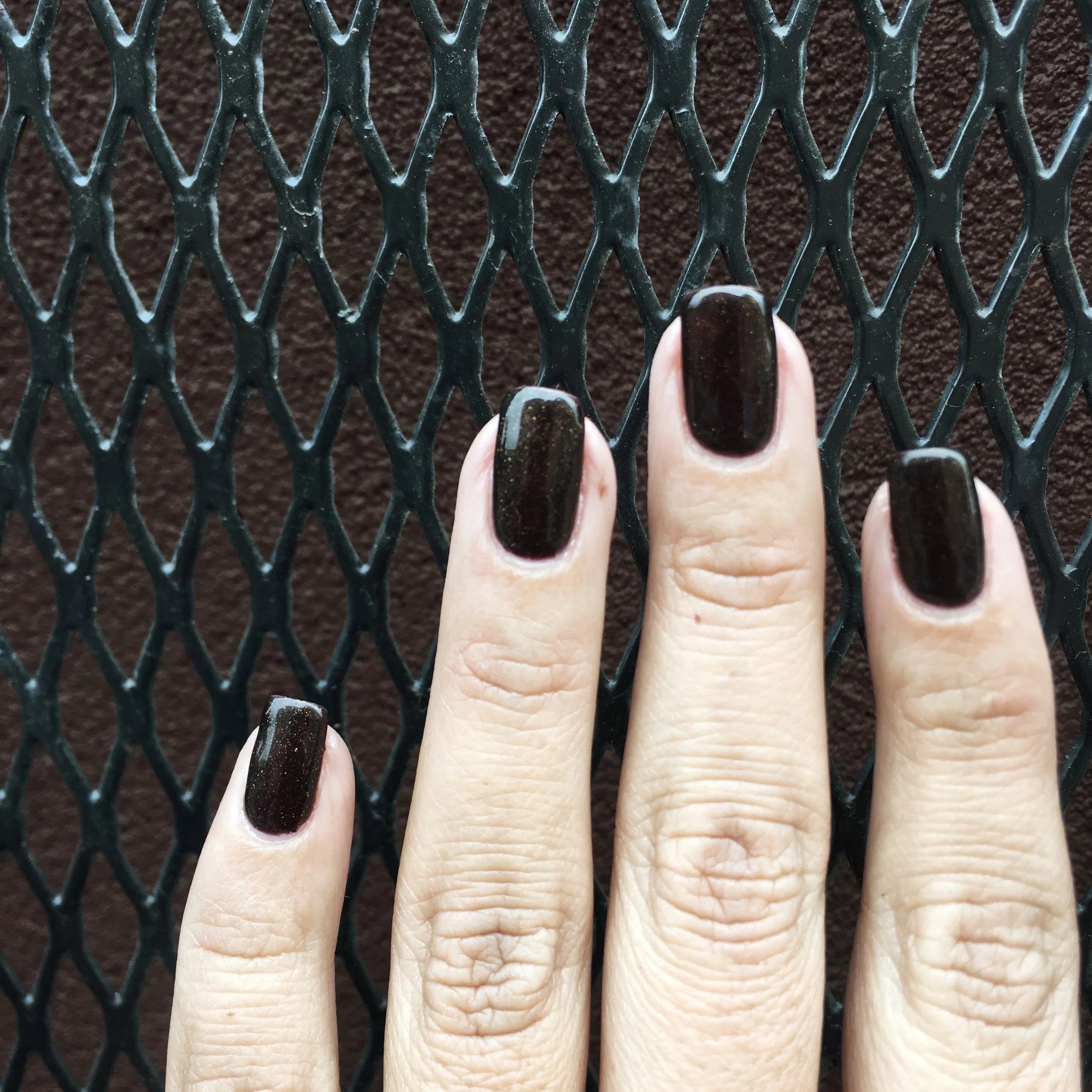 My nails are ready for fall with a brown shellac manicure