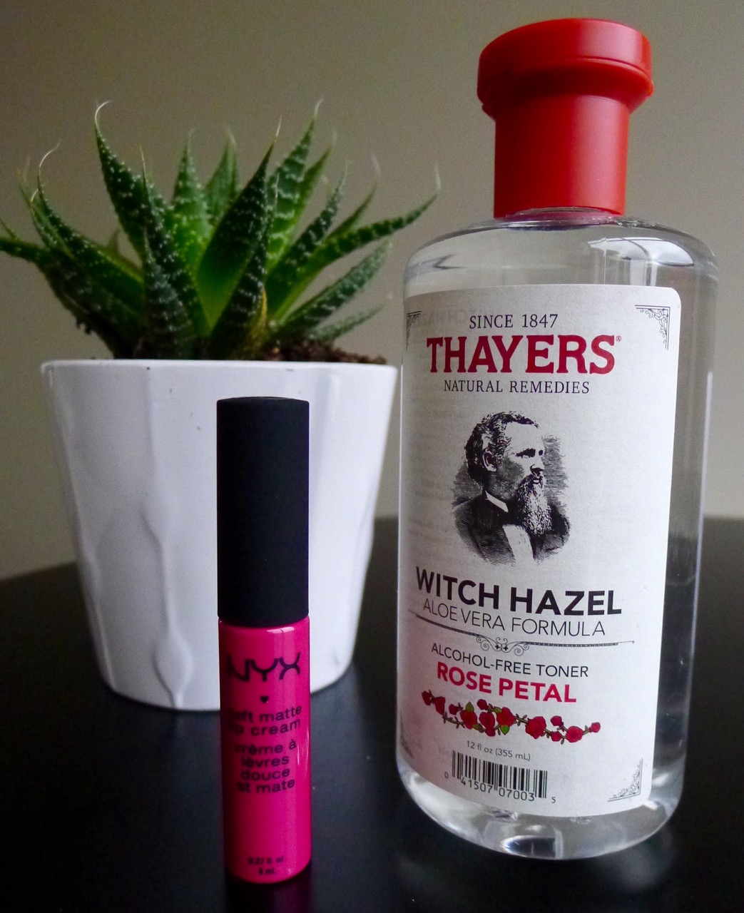 A couple of staples in my beauty & skincare routine - Thayer's Witch Hazel rose toner and NYX soft matte lip cream!