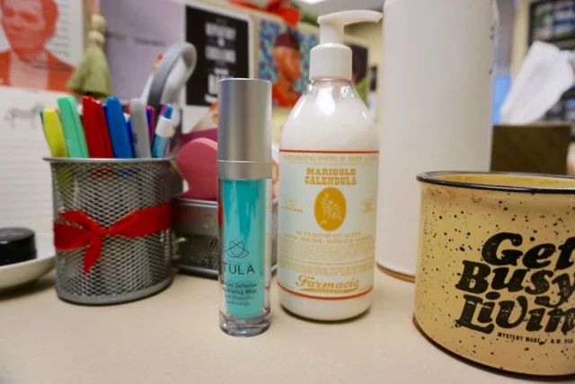 Office Essentials: Soap & Paper Factory Farmacie Lotion and TULA Urban Defense Hydrating Mist