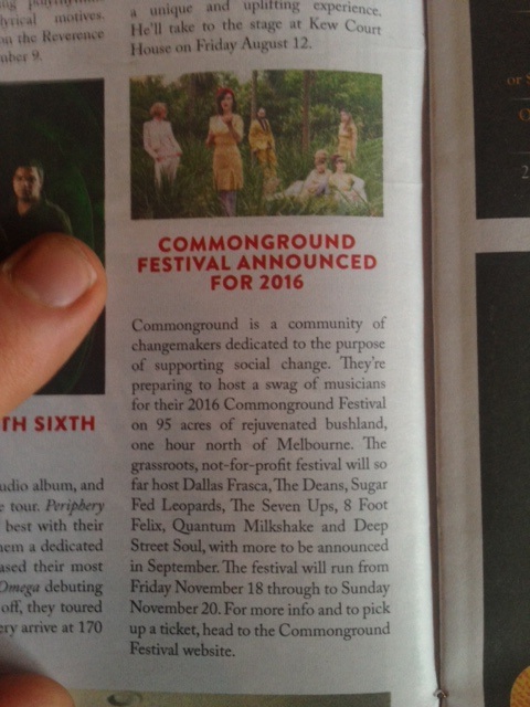 Beat Magazine featured Commonground Festival in their news. Nice to see our little festival making waves.